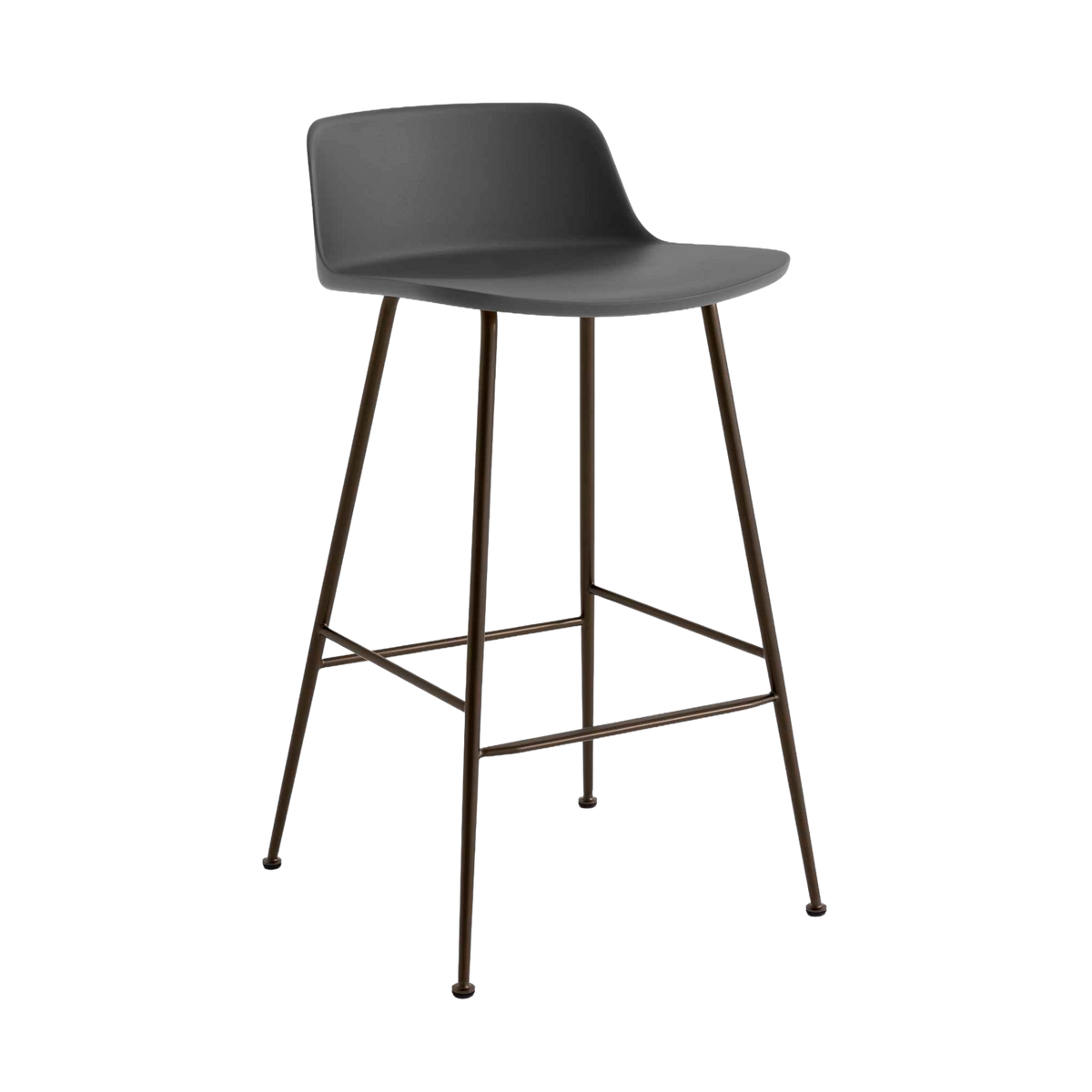 Hocker RELY graphitfarben mit braunem Stahlgestell