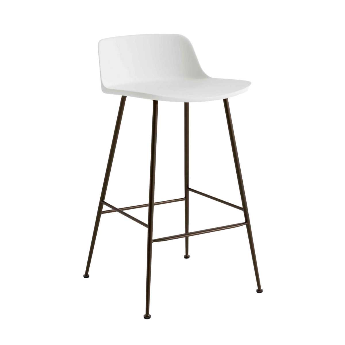 Hocker RELY weiß mit braunem Stahlgestell