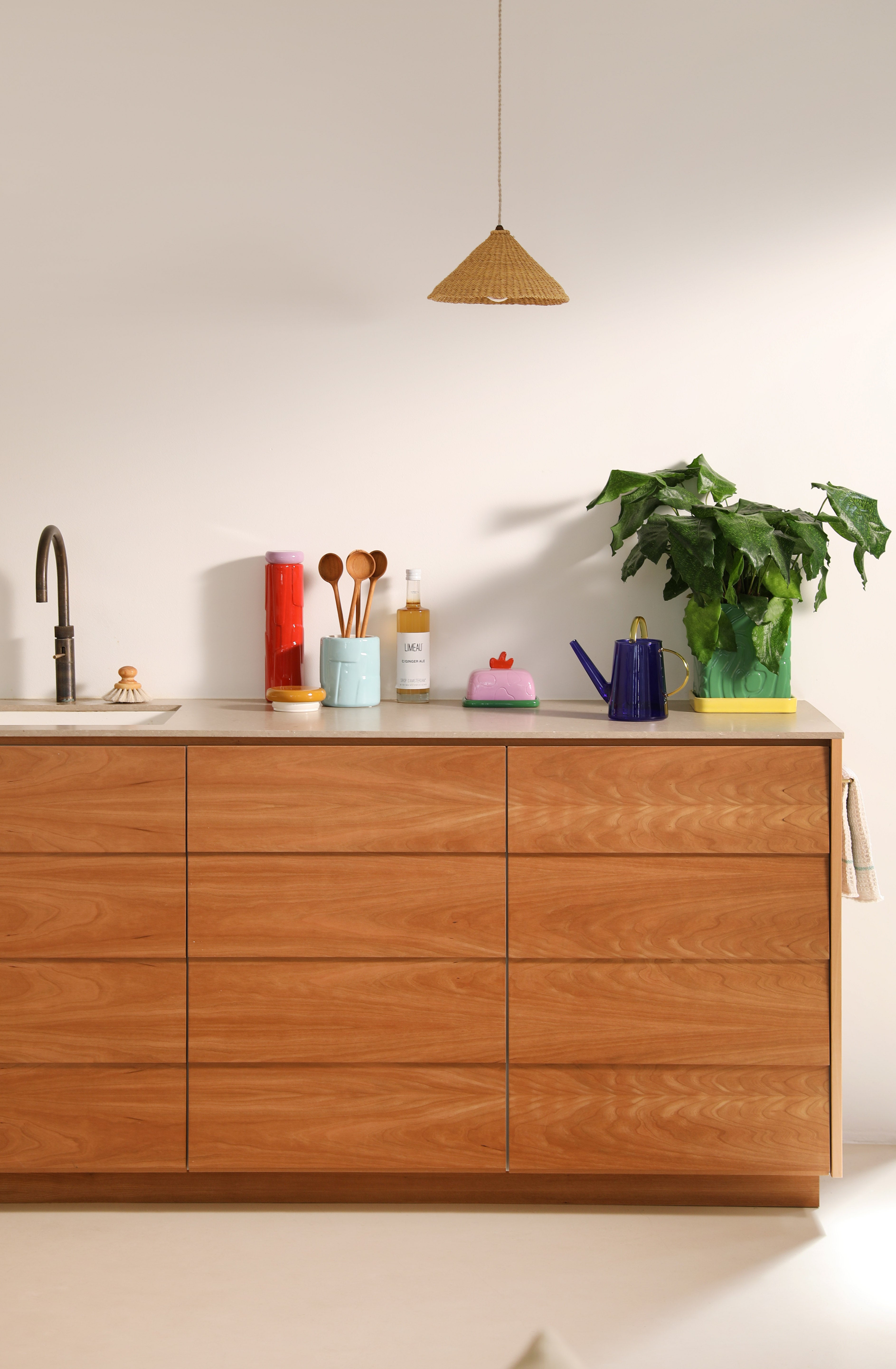 Behälter FLAKE blau mit braunem Deckel