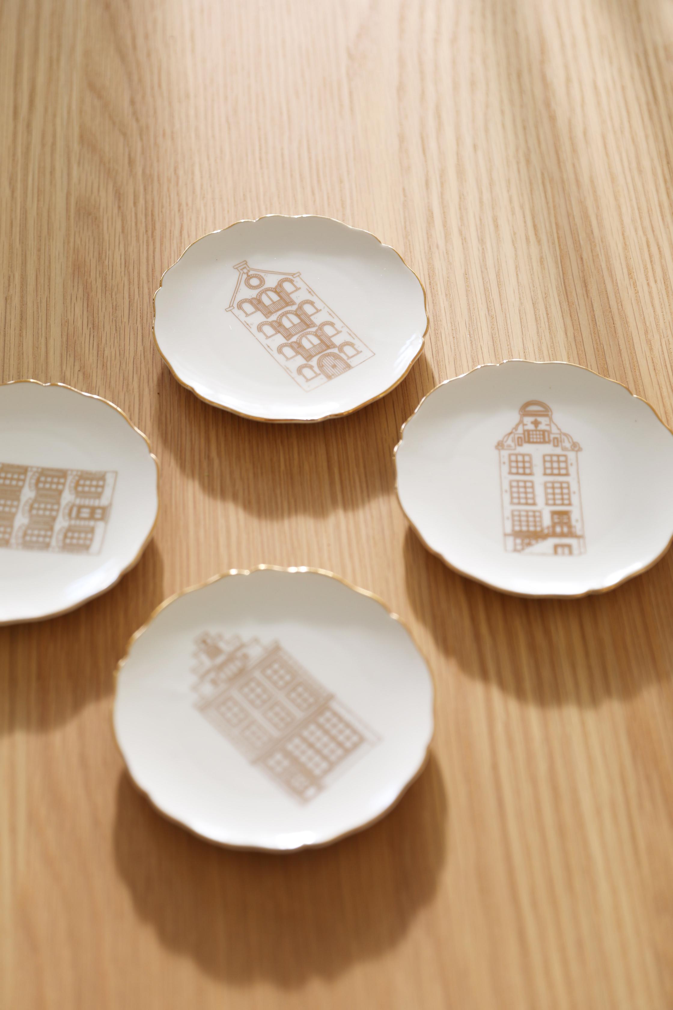 Dessert Plate Set CANAL HOUSE beige with gold