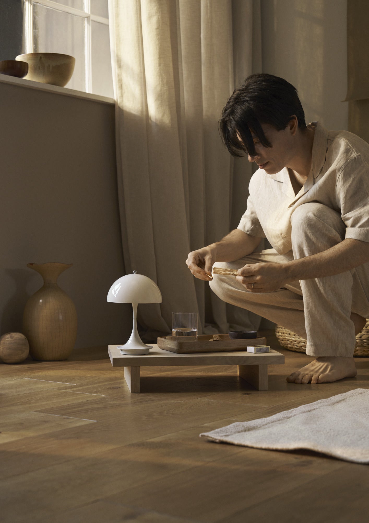 Tragbare Lampe PANTHELLA 160 beige opal