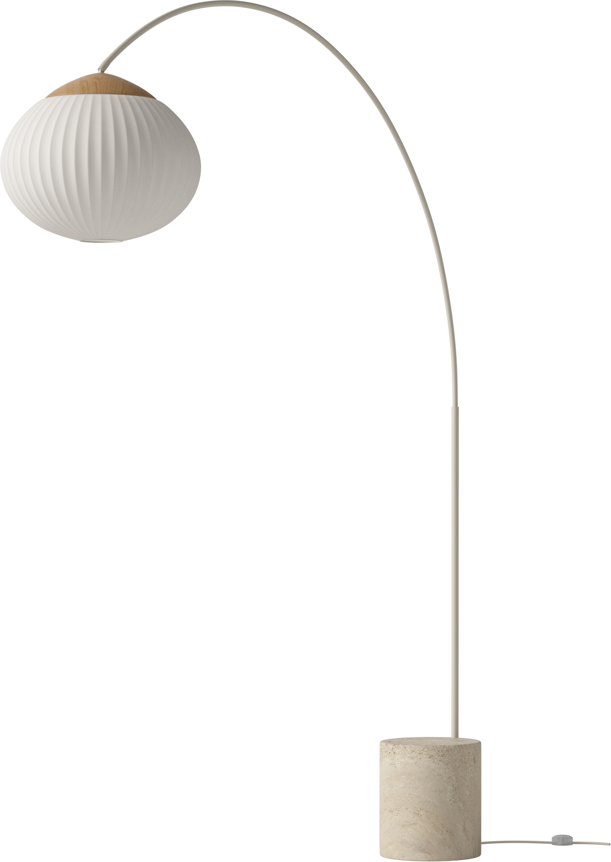 ACORN White floor lamp with a travertine base