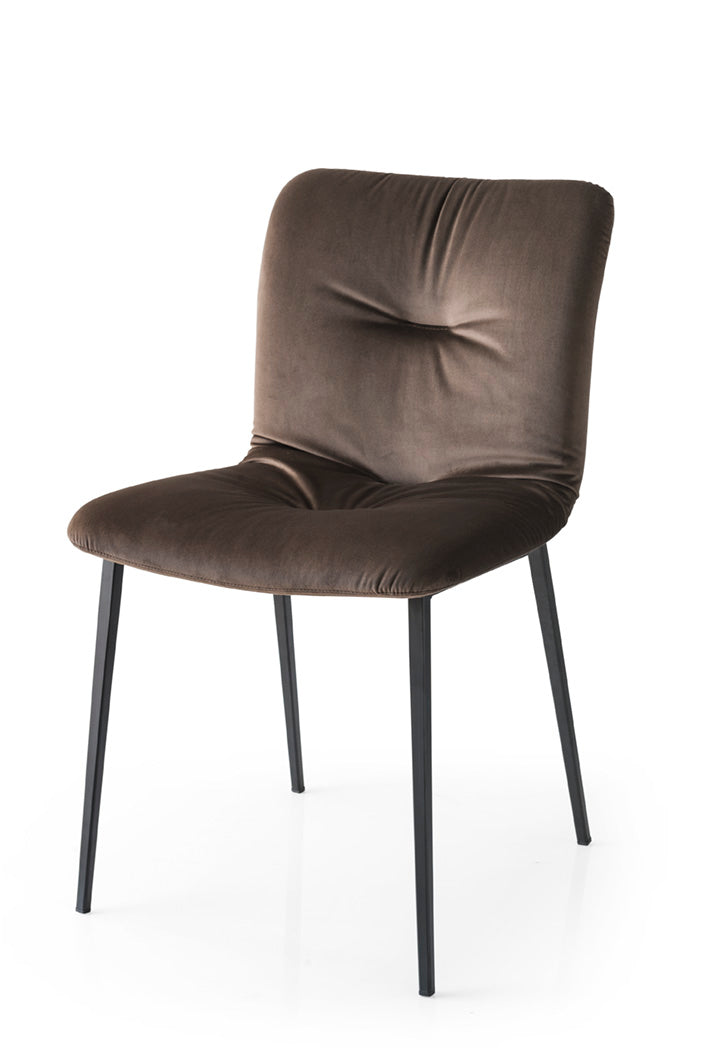 ANNIE SOFT upholstered chair with a black metal base
