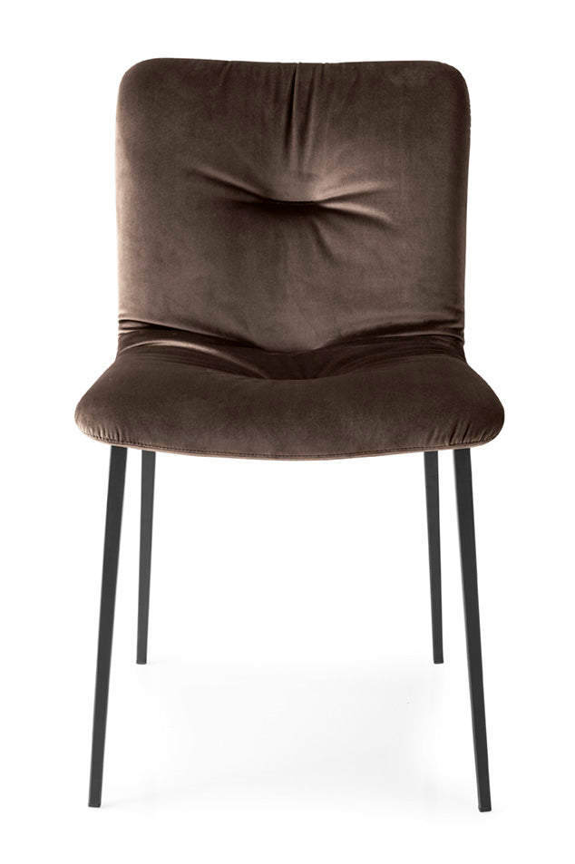 ANNIE SOFT upholstered chair with a black metal base