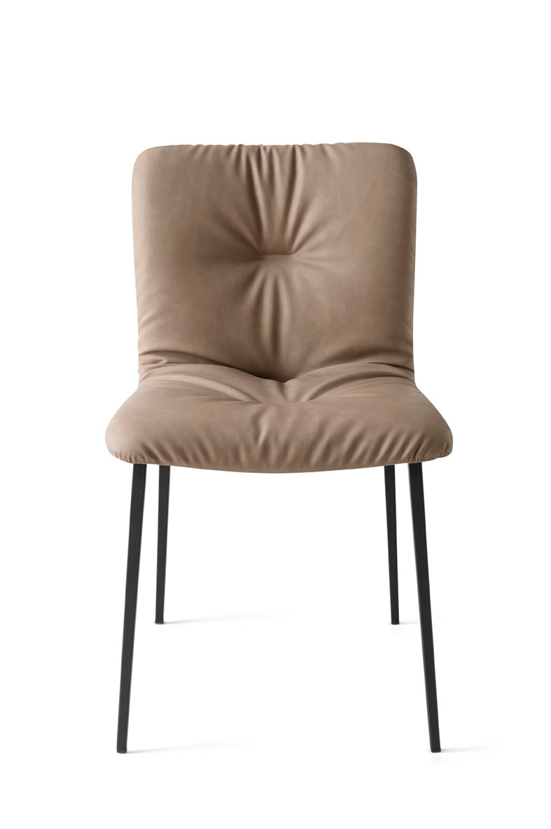 ANNIE SOFT upholstered chair with a black metal base