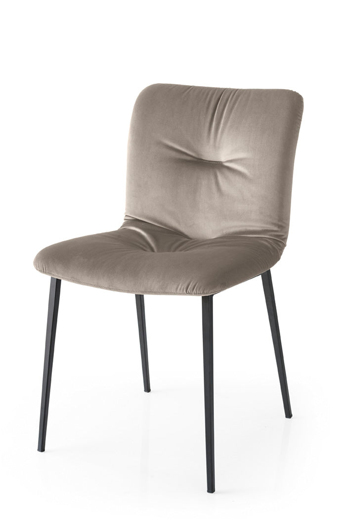 ANNIE SOFT upholstered chair with a black metal base