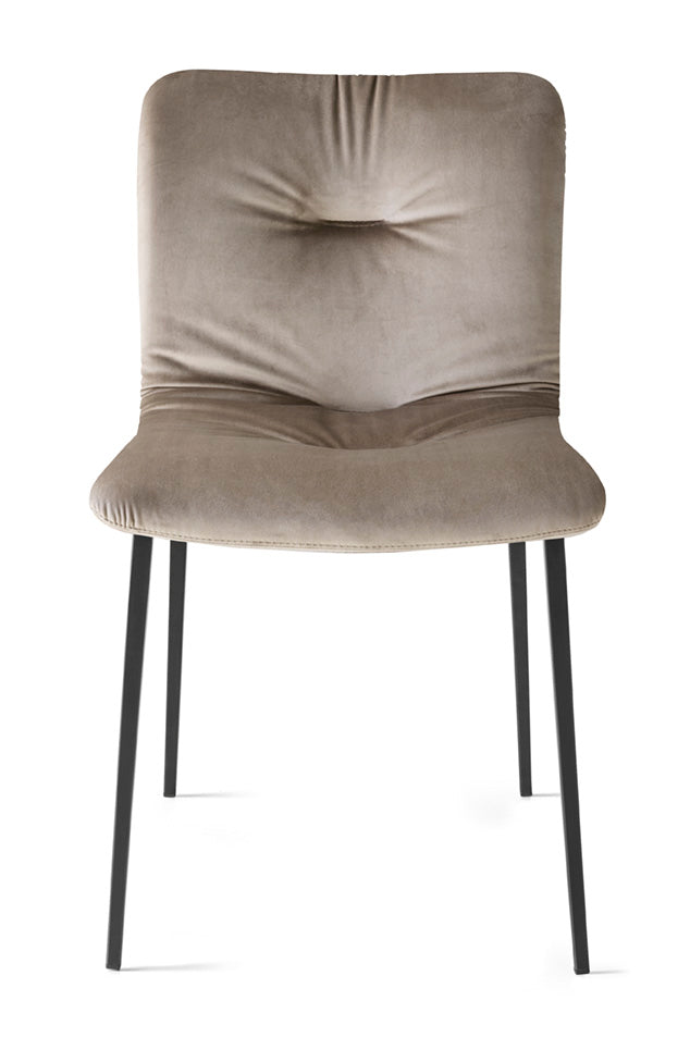 ANNIE SOFT upholstered chair with a black metal base