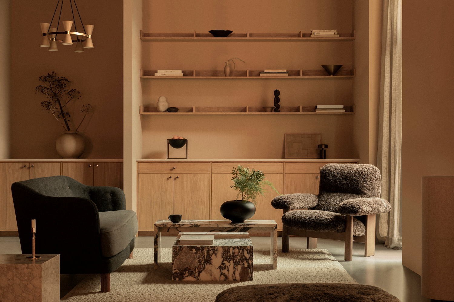 PLINTH BRIDGE Coffee Table Gray Marble