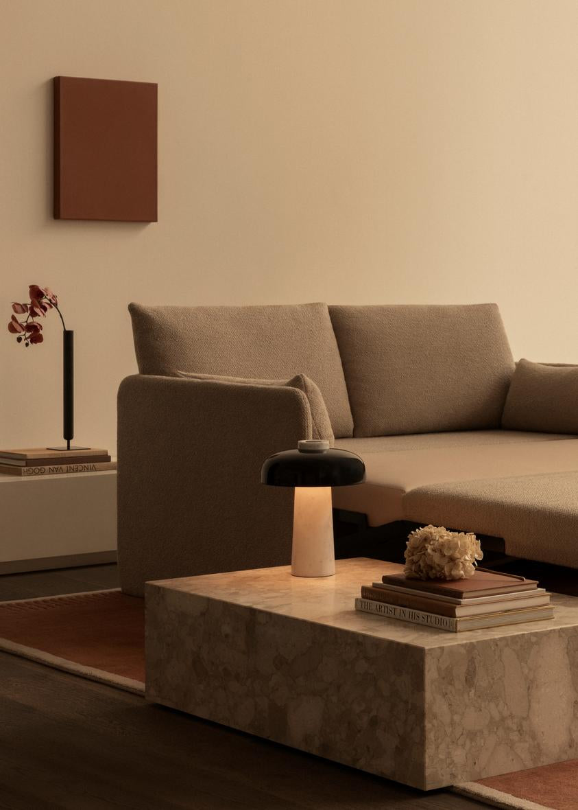 REVERSE Tischleuchte brauner Schirm mit Steinsockel