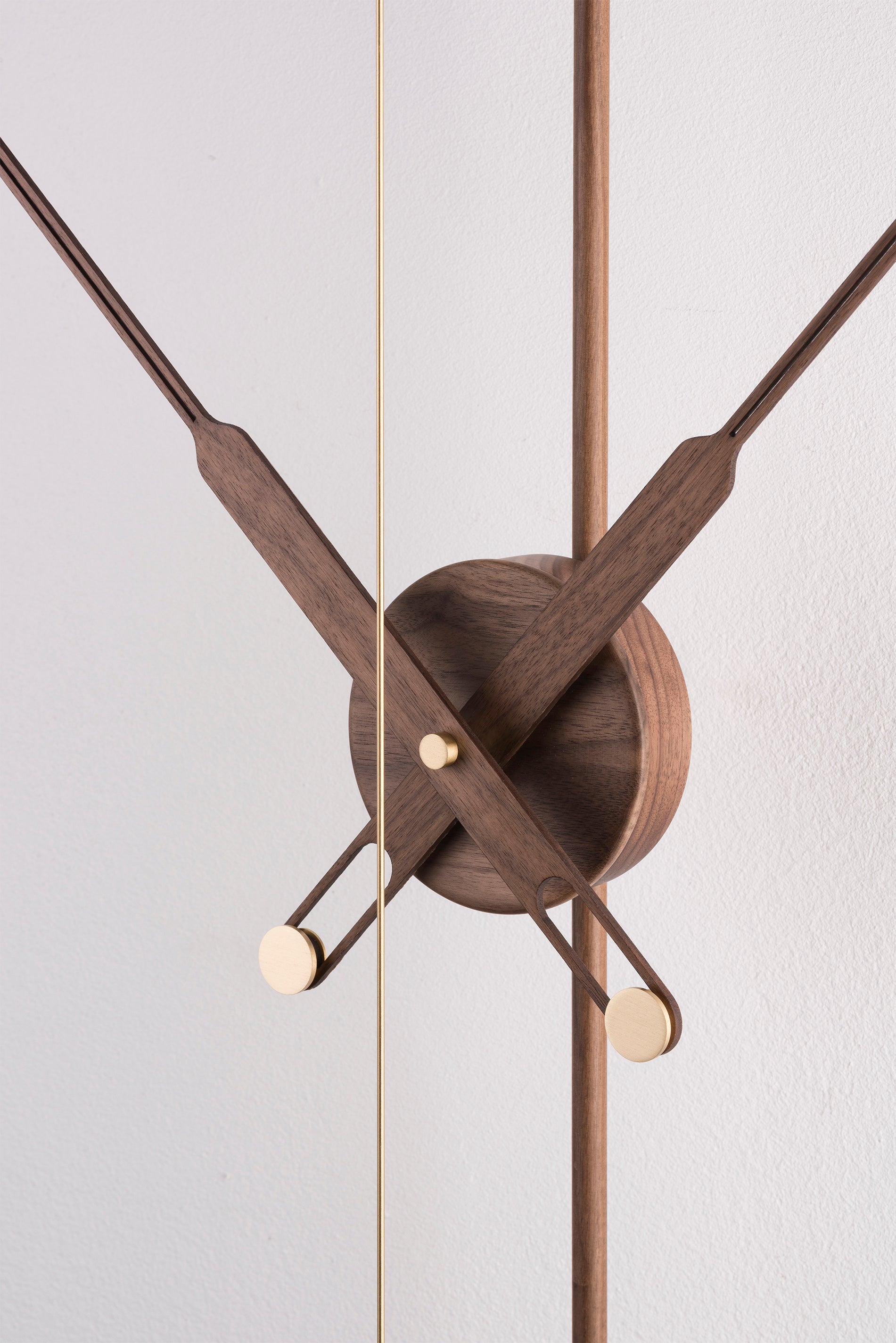 BARCELONA PREMIUM wall clock walnut wood with brass