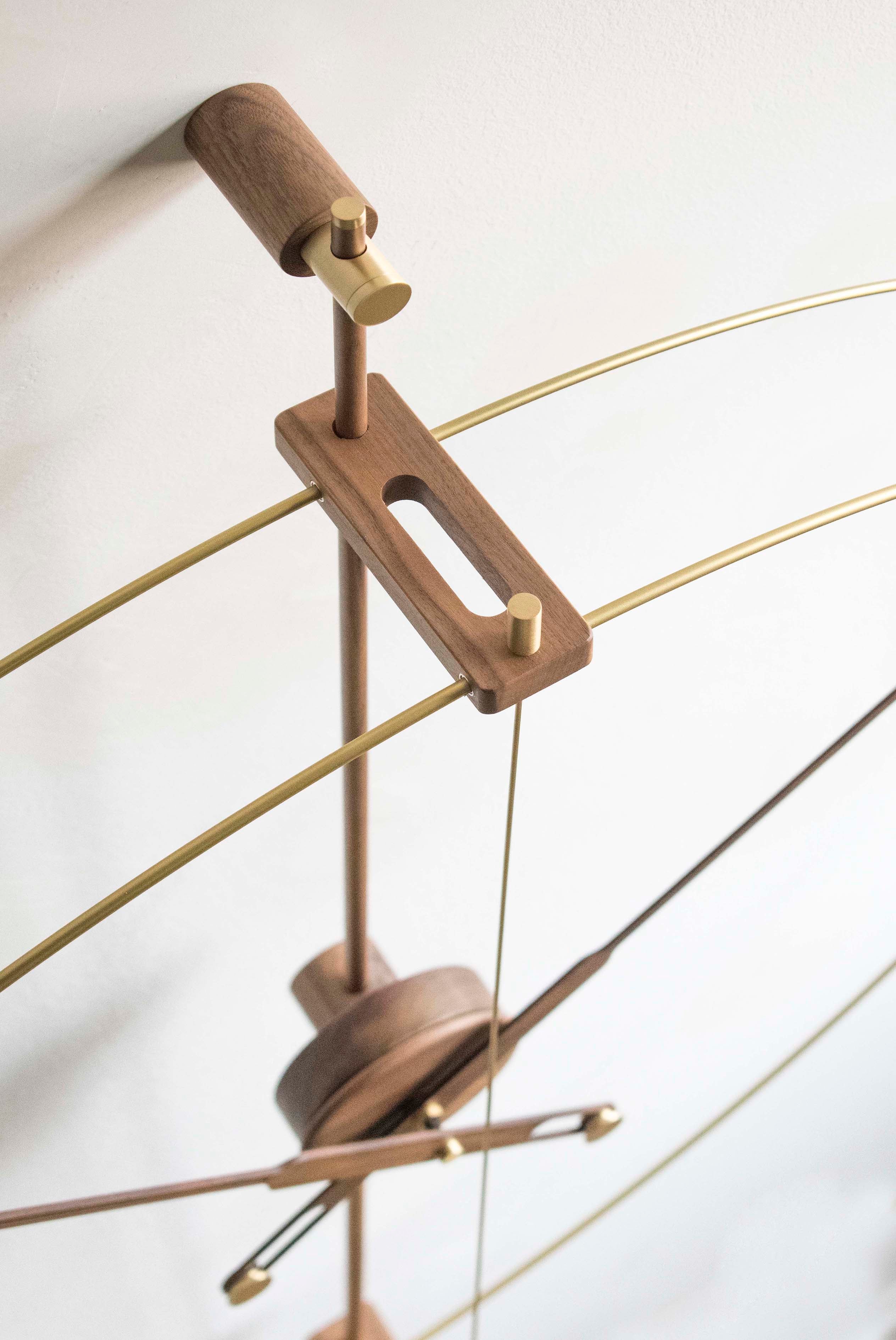 BARCELONA PREMIUM wall clock walnut wood with brass