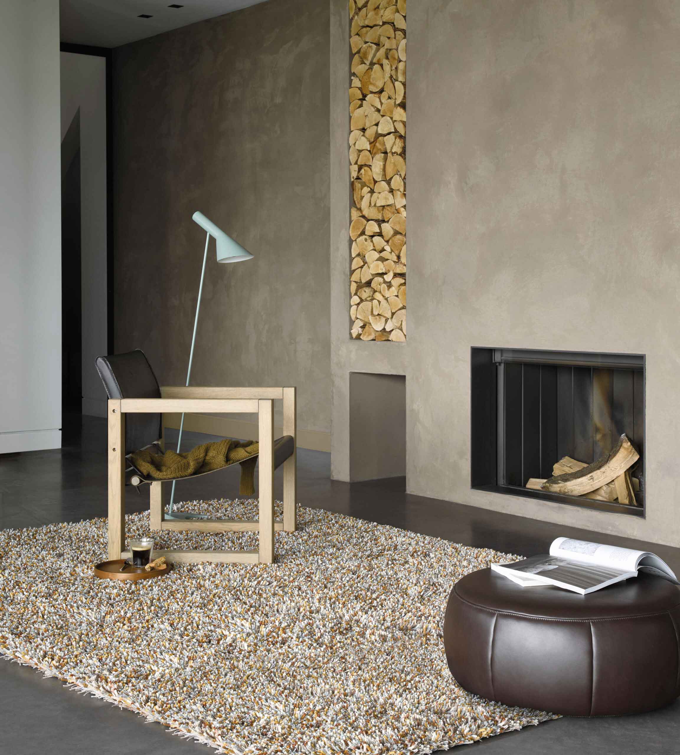 YOUNG cream-orange rug with long pile