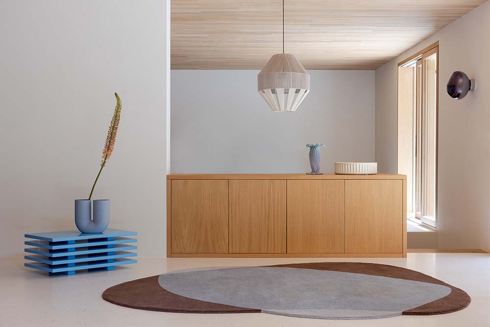 Ovaler Teppich ELEMENT CHAD braun mit blau