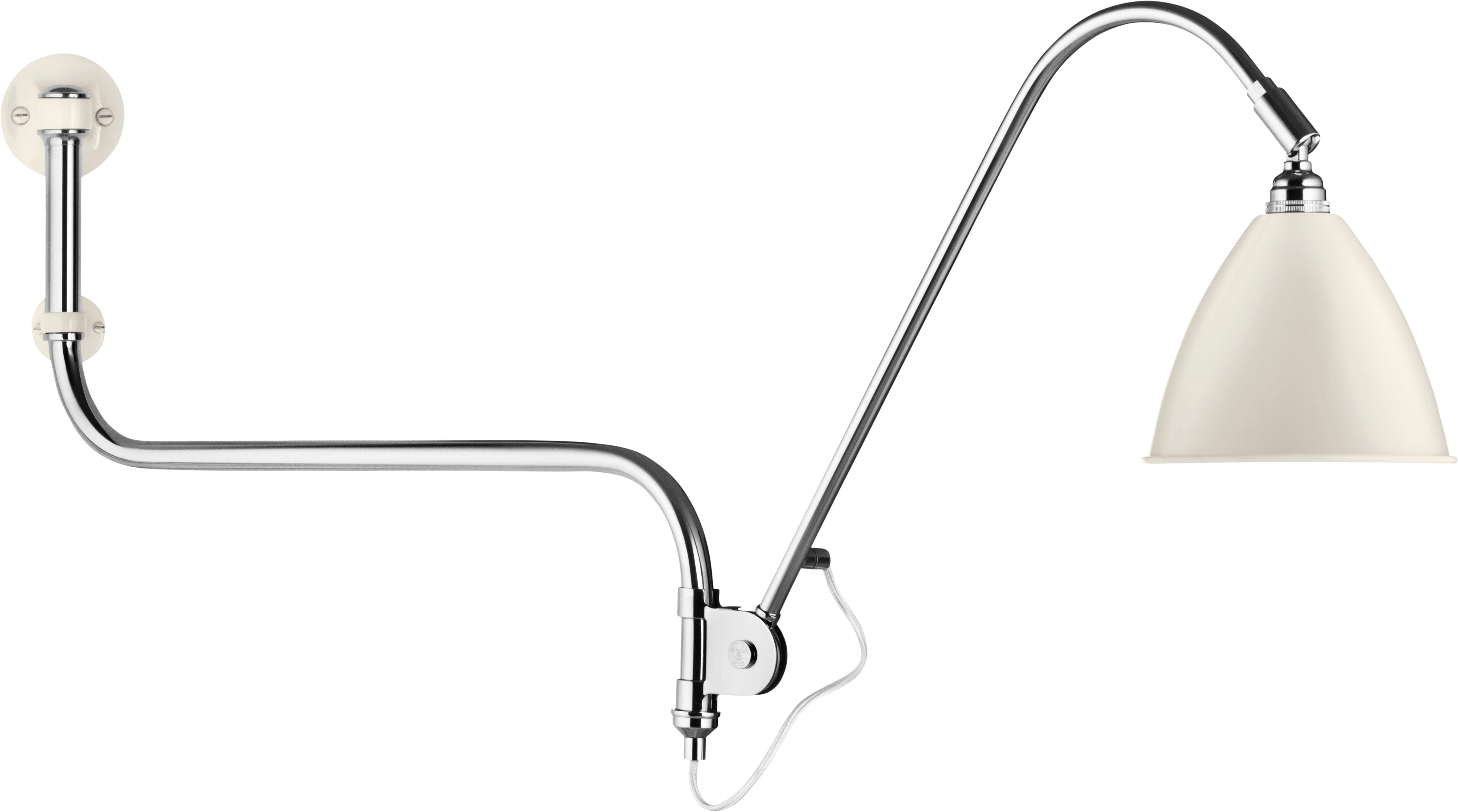 Wandleuchte mit verstellbarem Arm BESTLITE BL10 Chrom mit Porzellanschirm