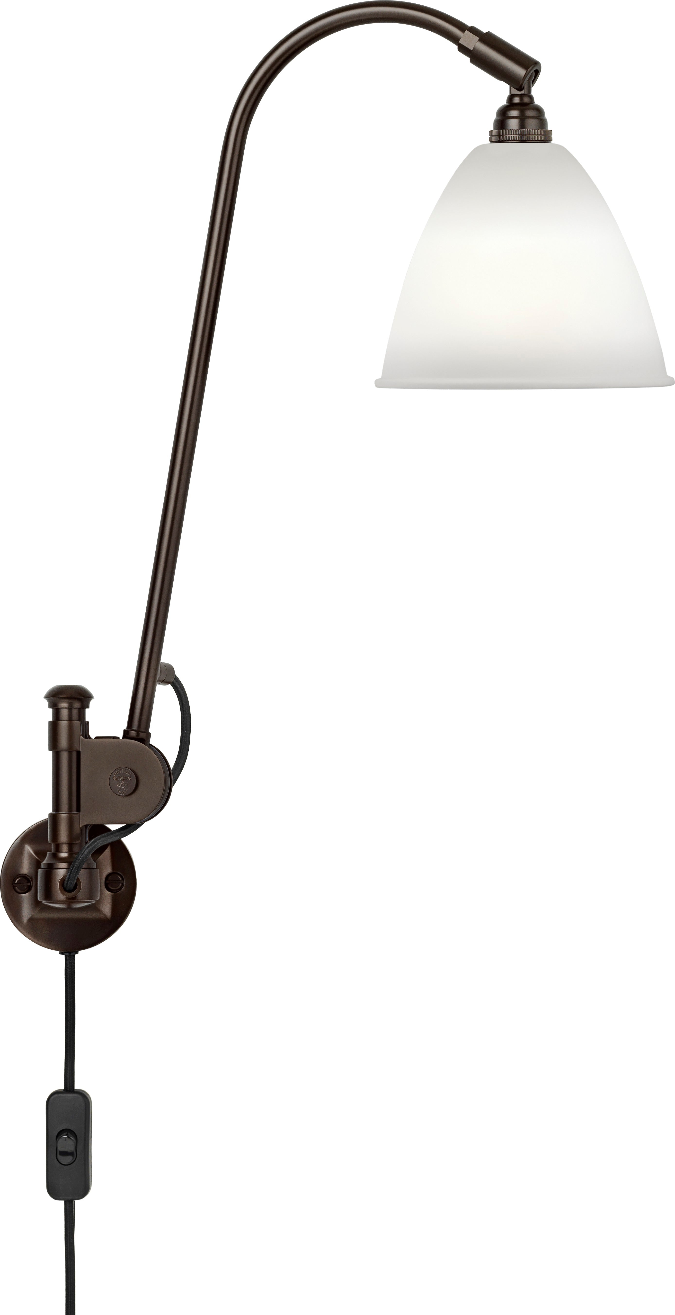 Wall lamp with adjustable arm BESTLITE BL5 black with porcelain shade