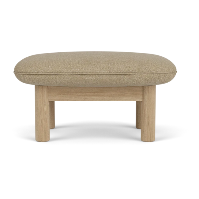 Fußhocker BRASILIA beige mit Eichenbasis