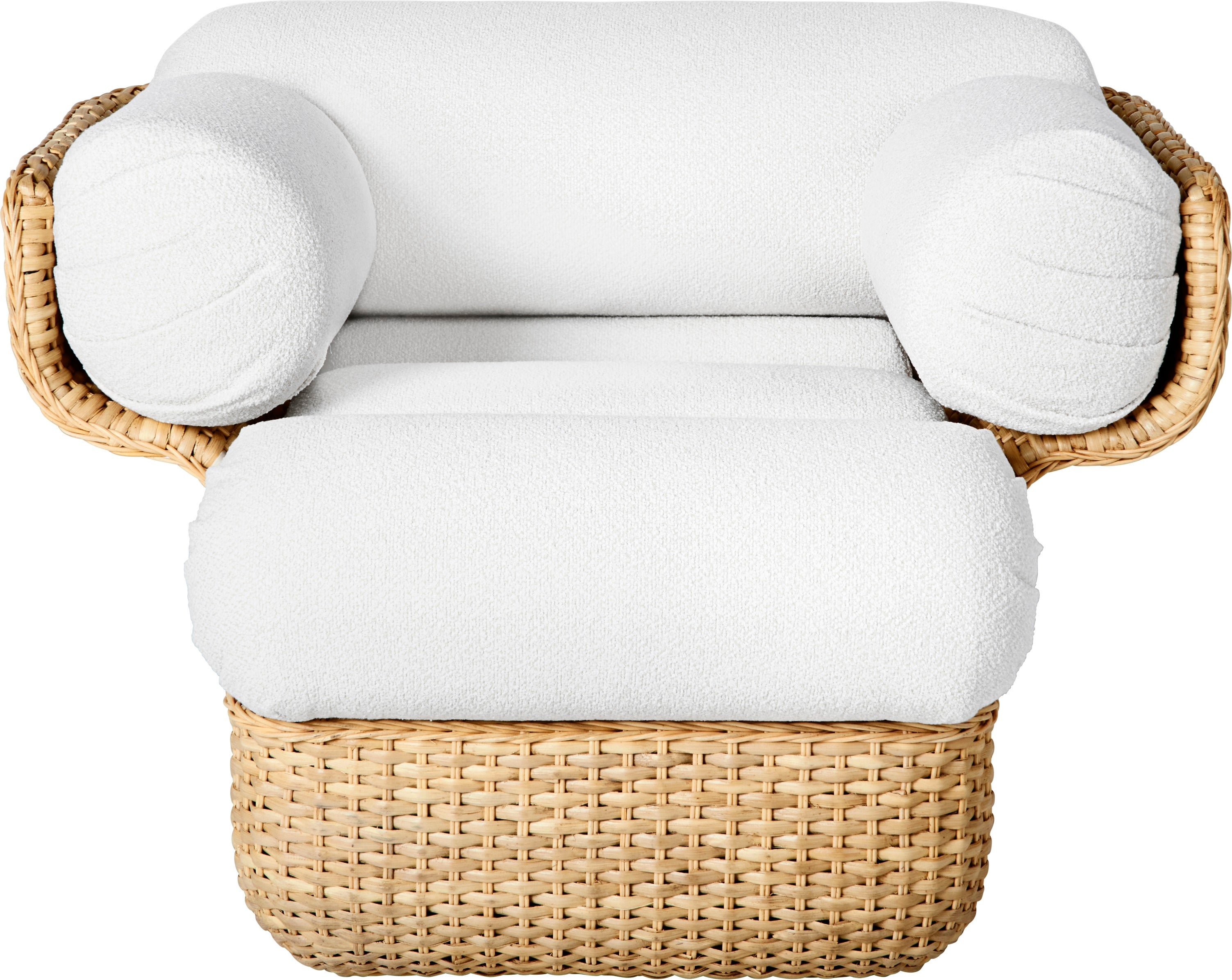 BASKET armchair in white with rattan