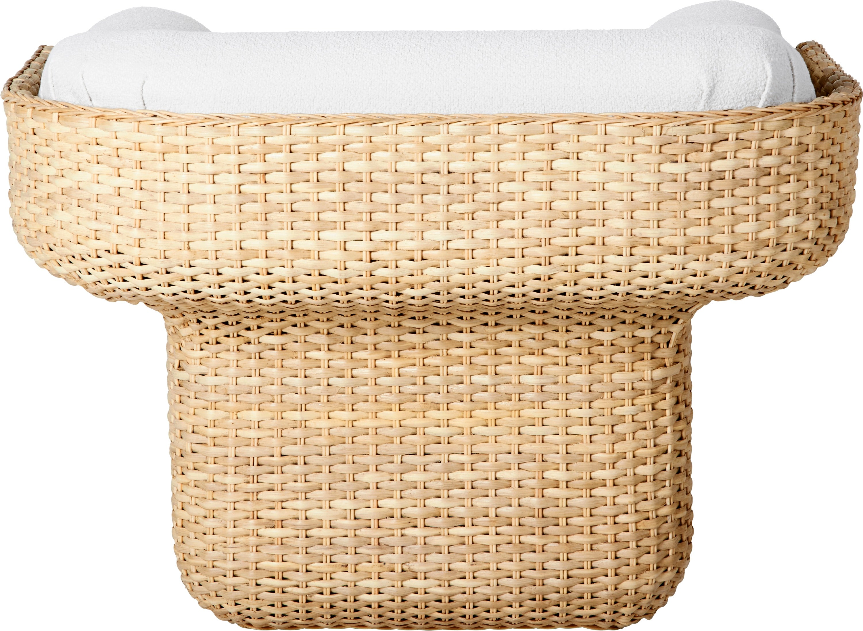 BASKET armchair in white with rattan