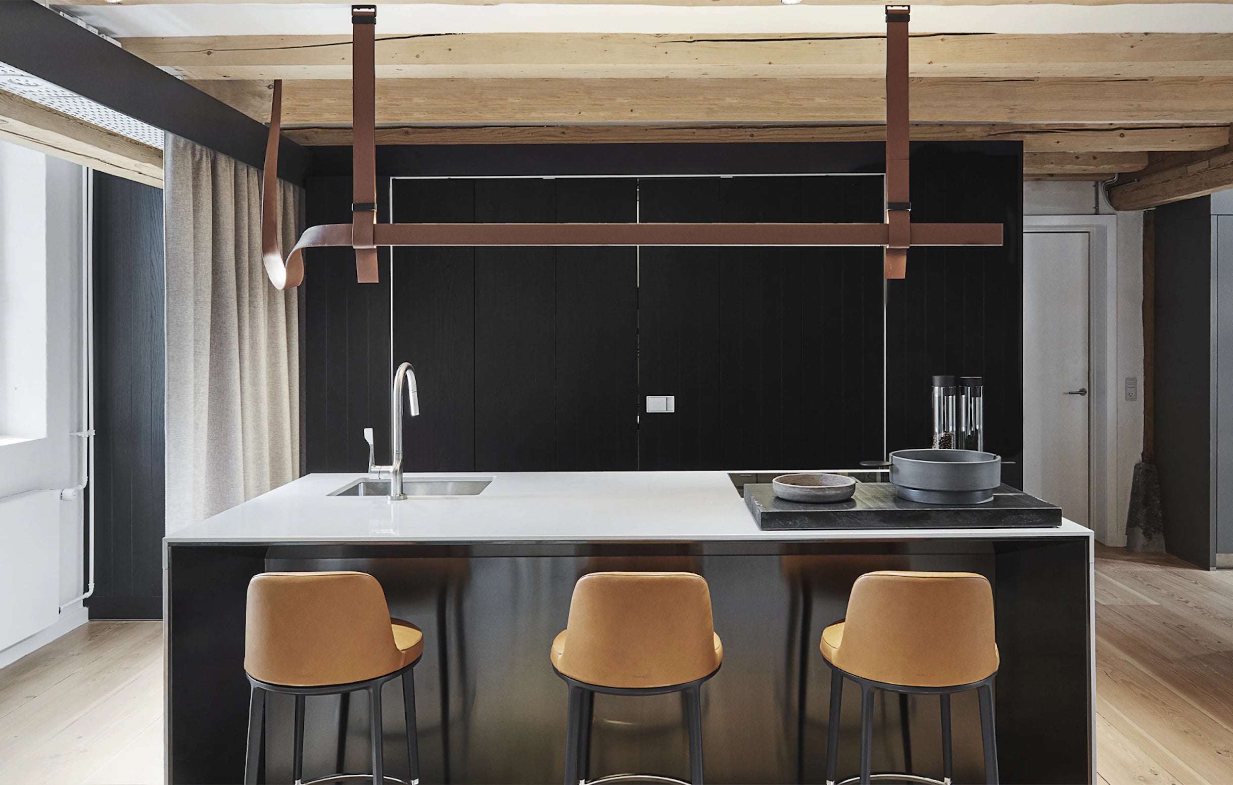 Pendelleuchte BELT braunes Leder