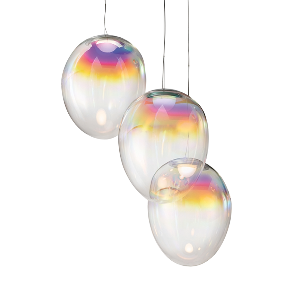 Hanging Lamp STELLAR NEBULA CLUSTER CIRCULAR iridescent blown glass