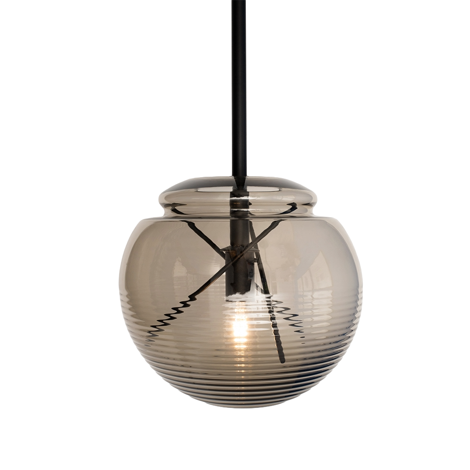 VITRUVIO black pendant lamp with glass shade