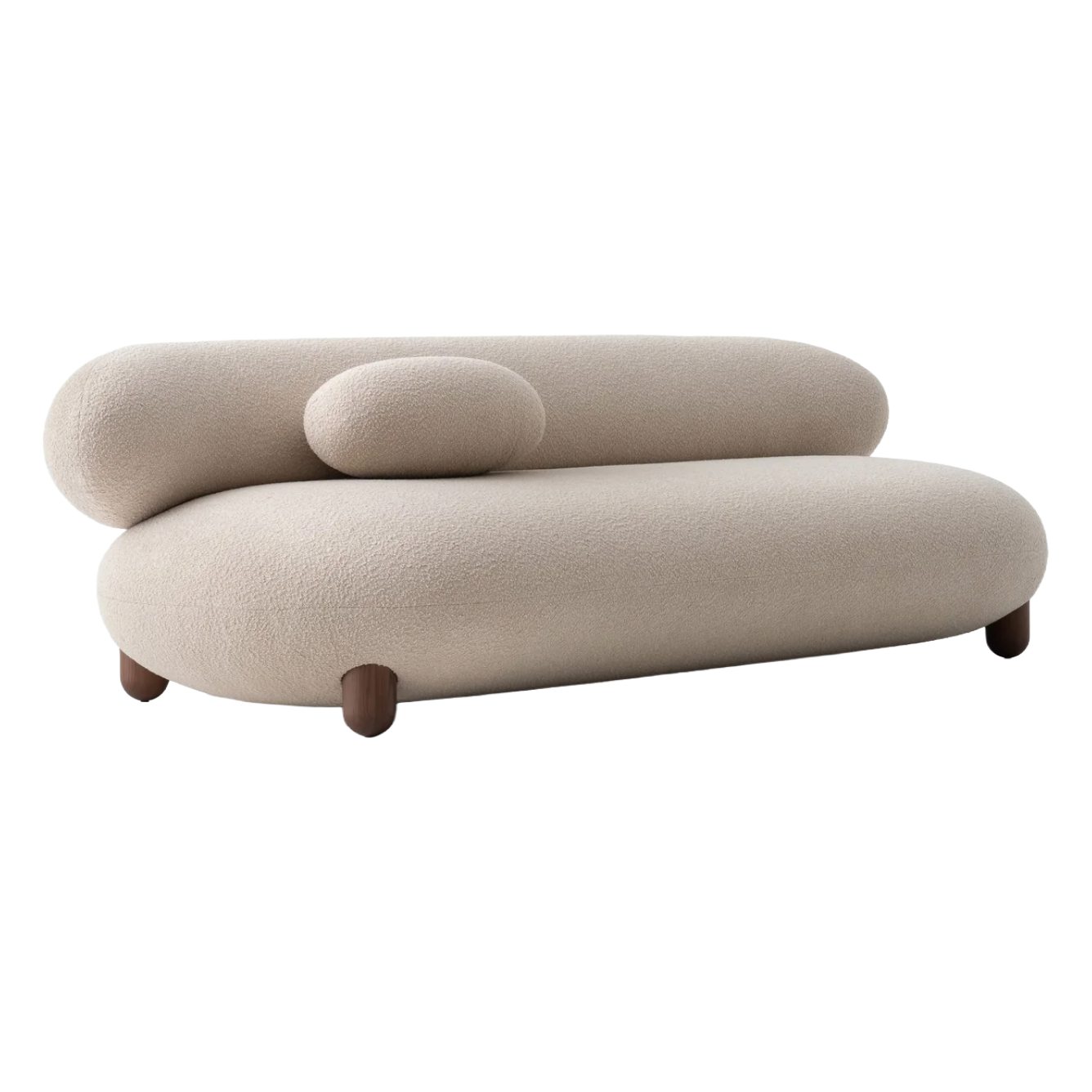 Upholstered FLOCK sofa with a wooden base