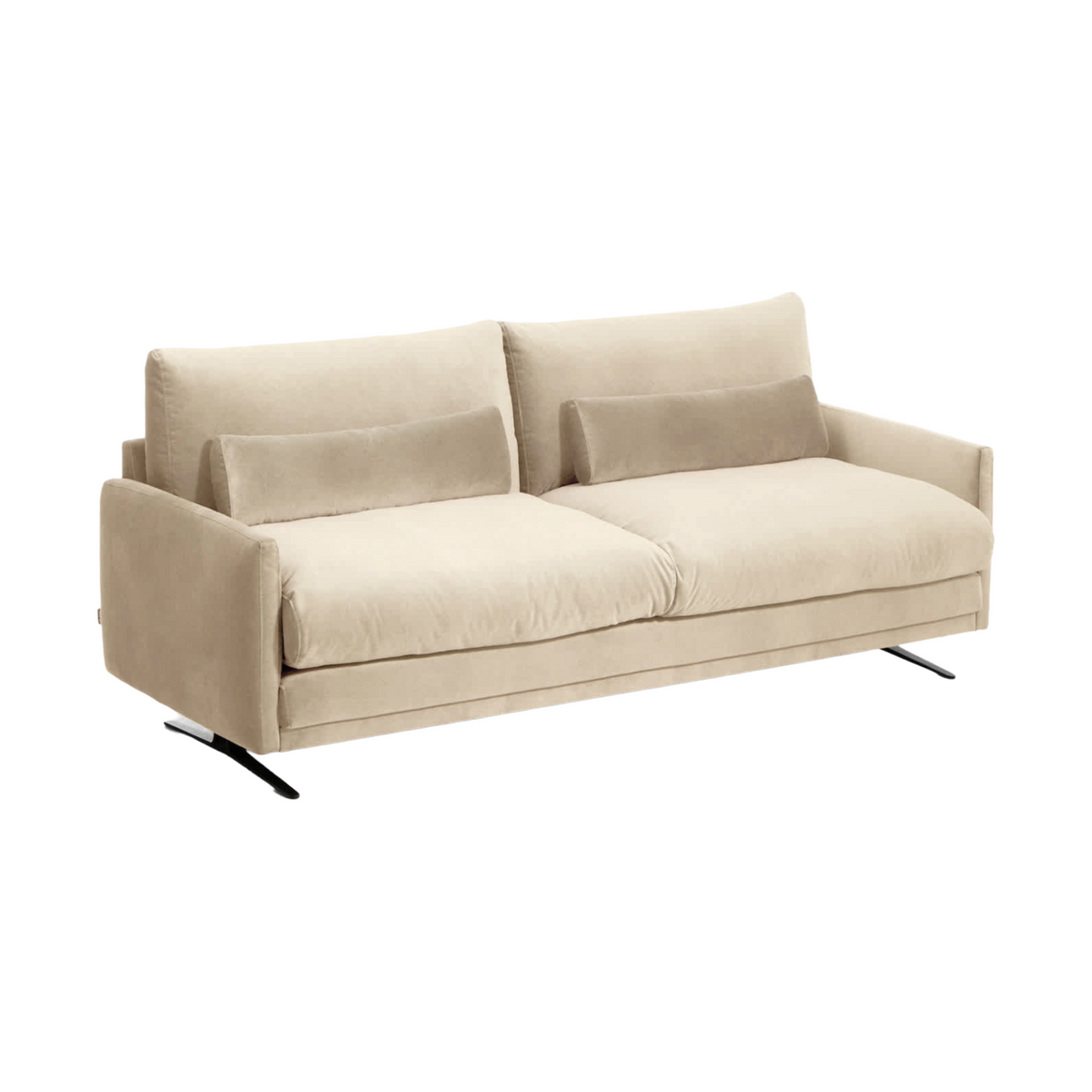 Sofa 3-Sitzer aus Samt VELIRO beige mit schwarzem Gestell