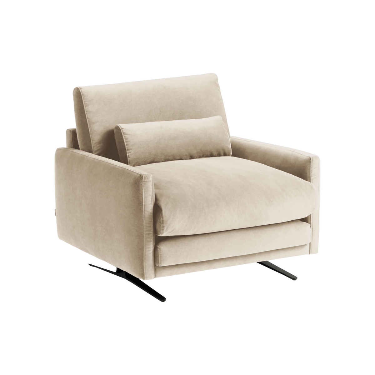 Samtstuhl VELIRO beige mit schwarzem Gestell