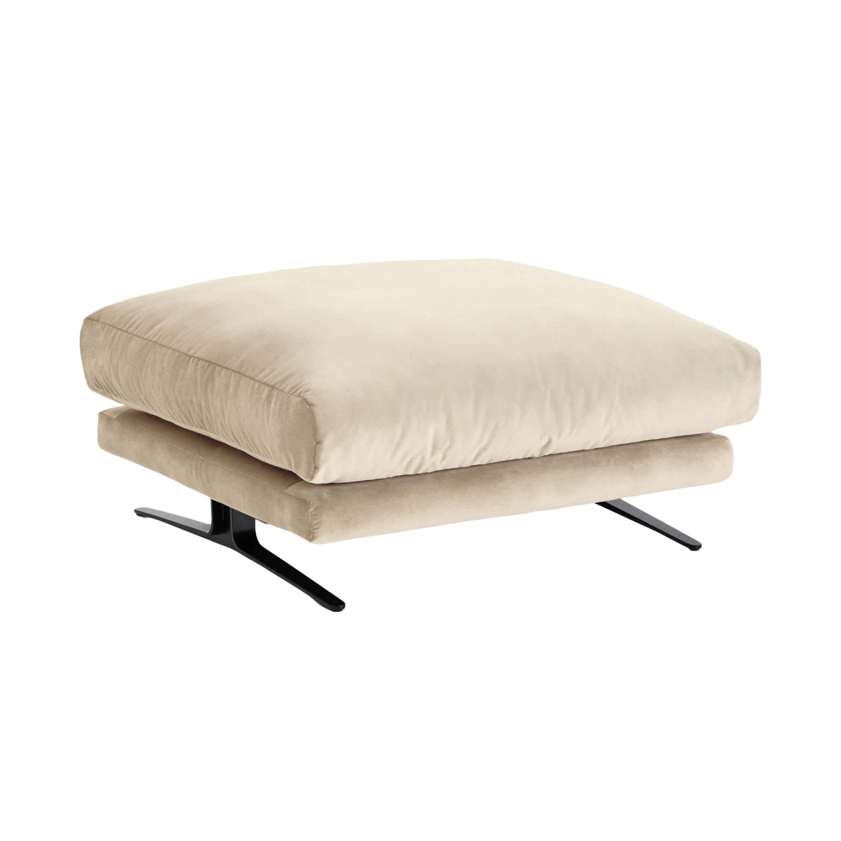 Samtfußstütze VELIRO beige mit schwarzem Fuß