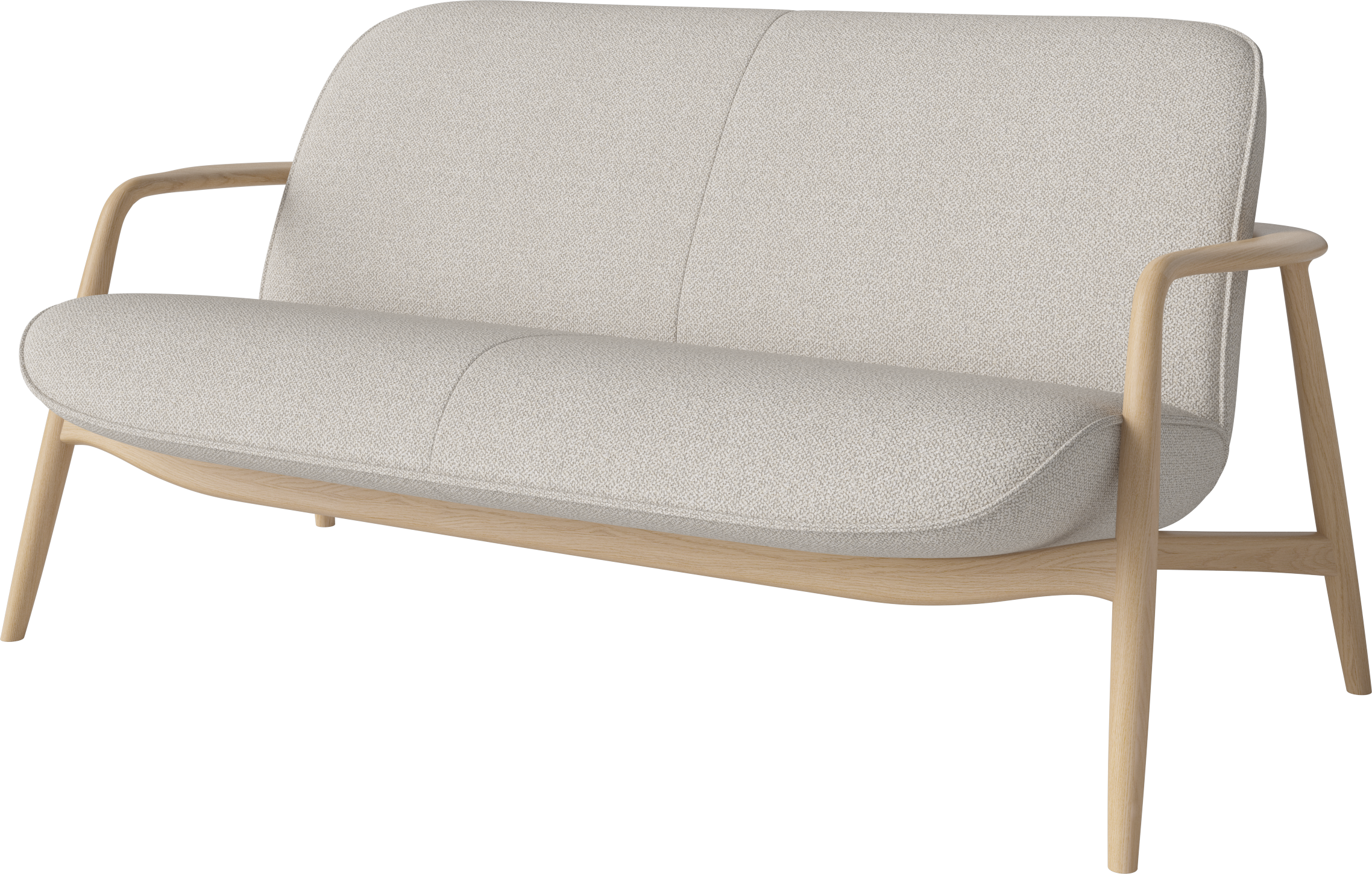 Upholstered sofa Bowie base made of bleached oak wood