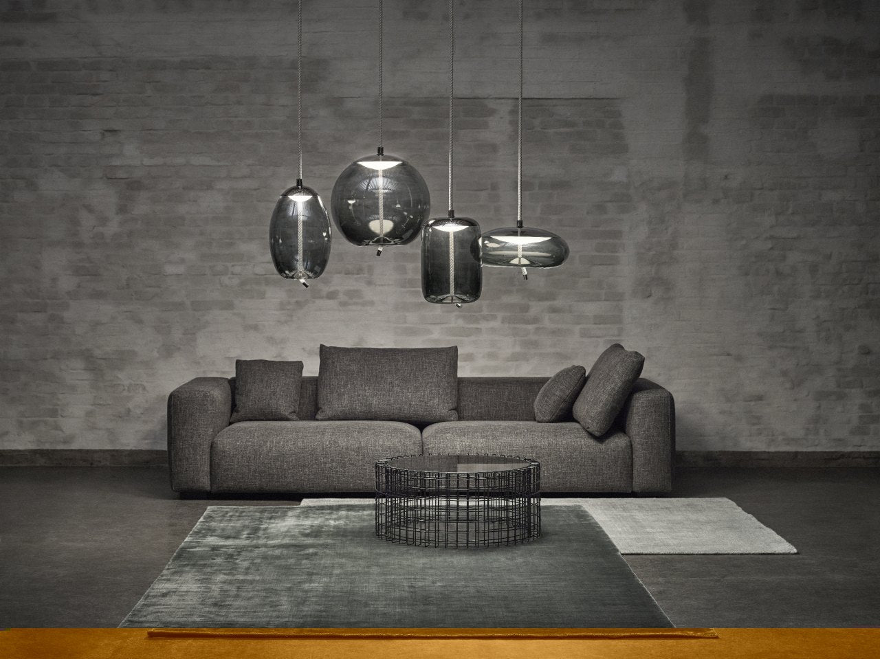 Wick hanging lamp - glass sphere