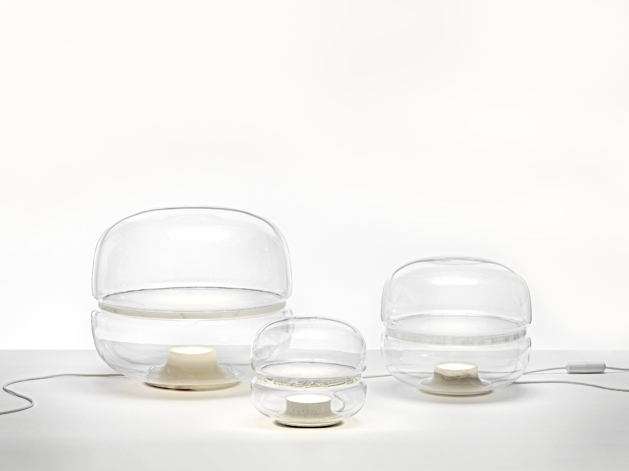 Macaron mini table lamp inflatable glass with onyx