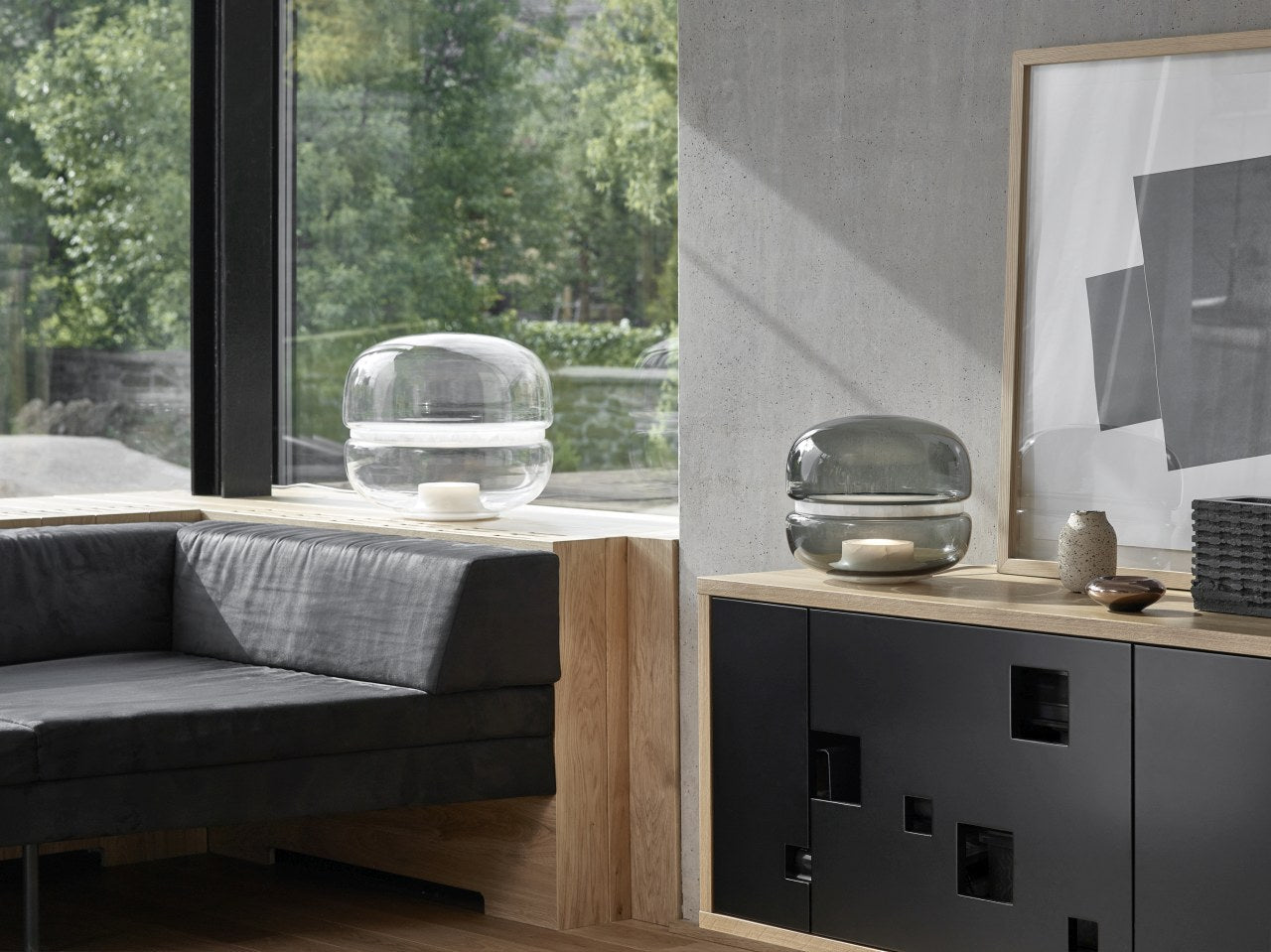 Macaron M table lamp inflatable glass with onyx