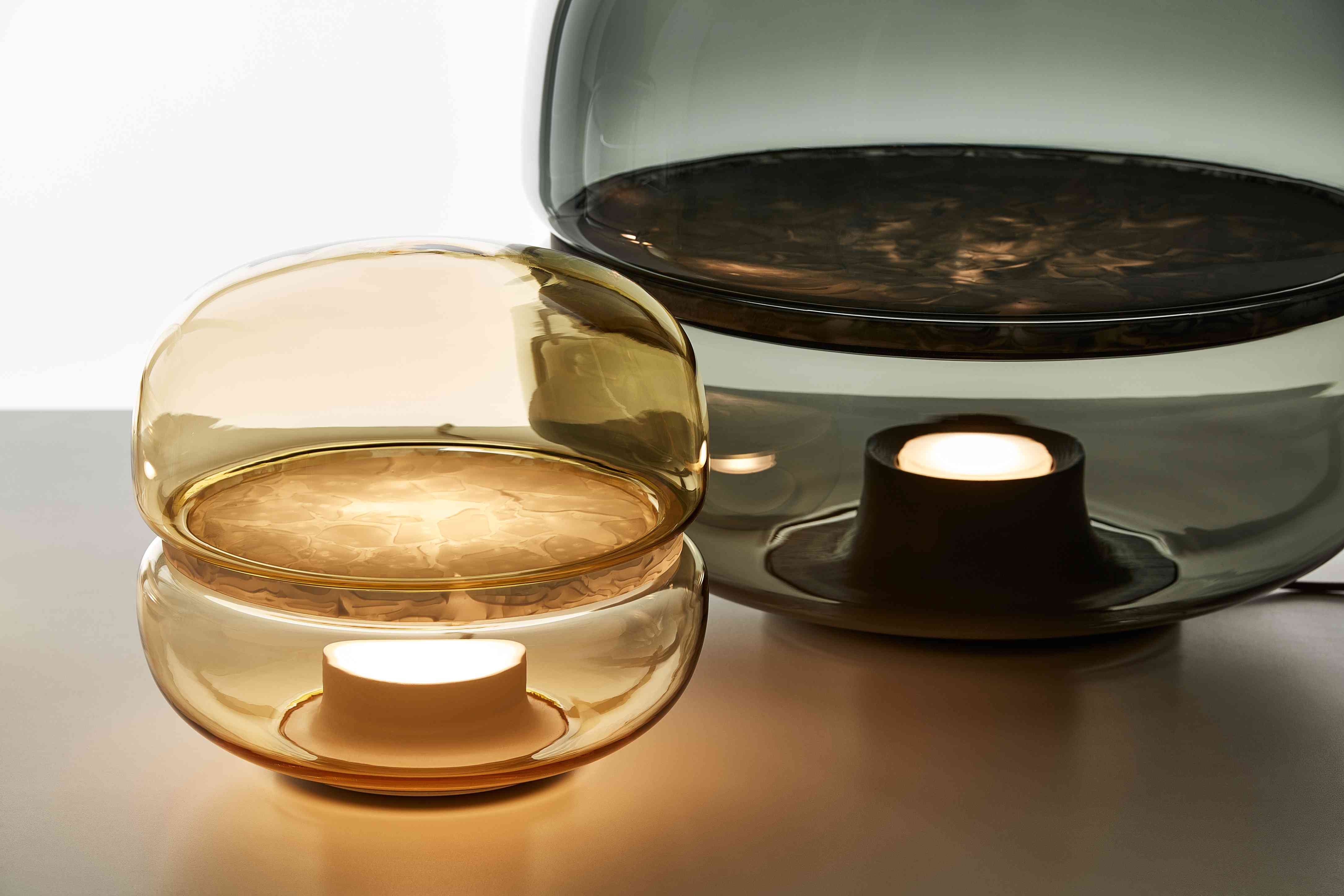 Macaron L table lamp inflatable glass with onyx