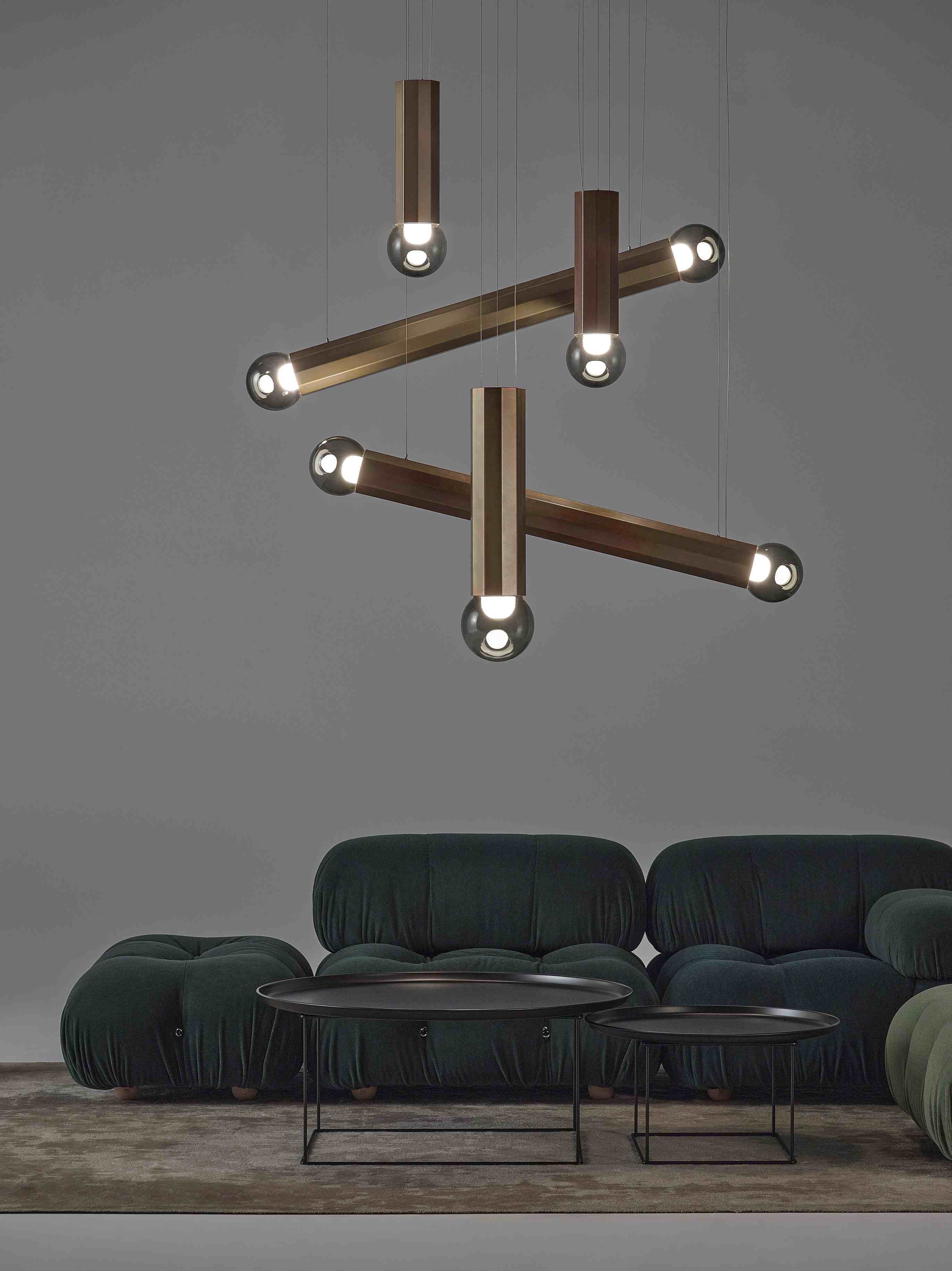 Prisma double hanging lamp metal luminaire