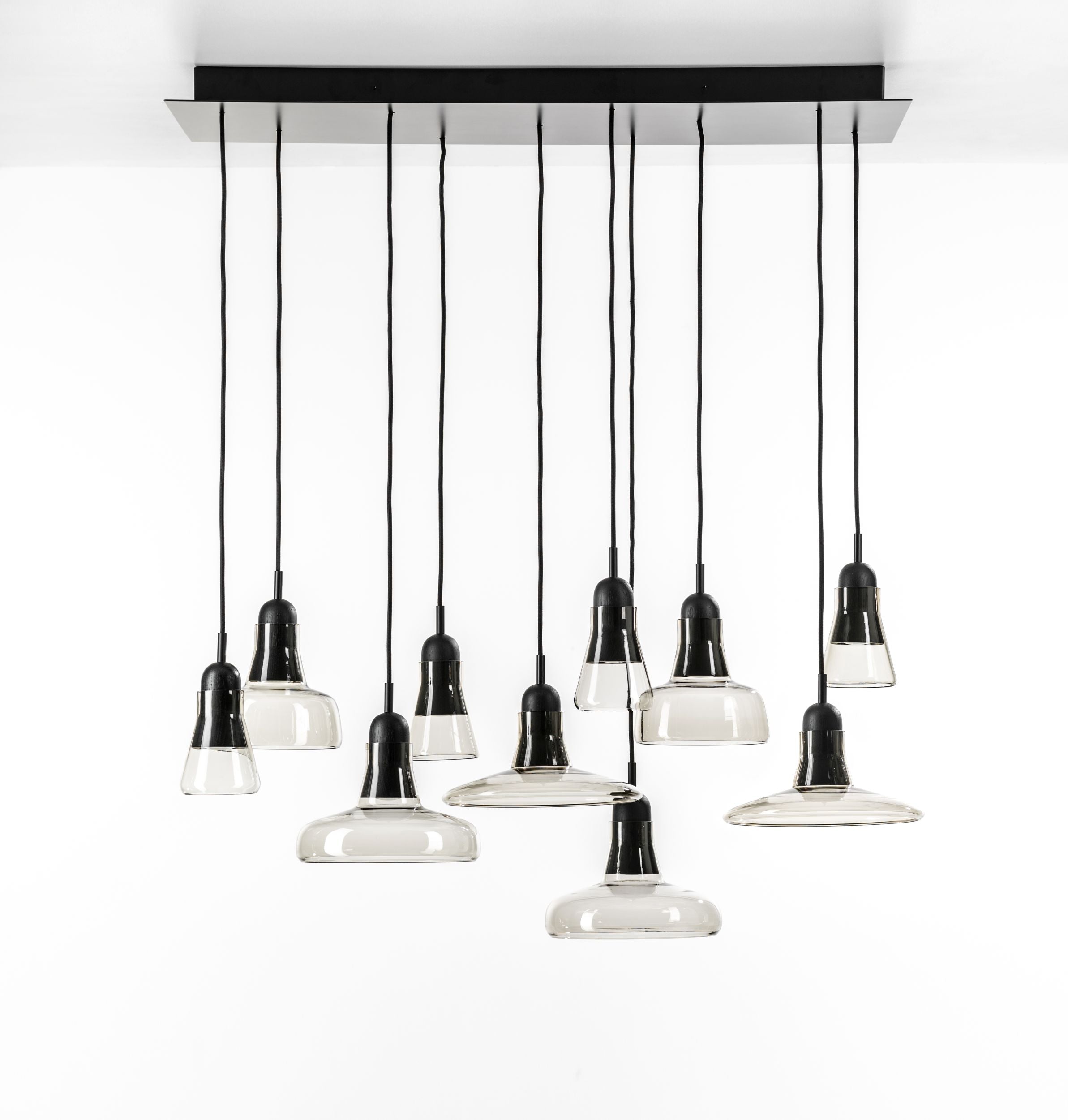 Schatten Hanging Lampe - Rechteckige große glänzende Glas einstellen