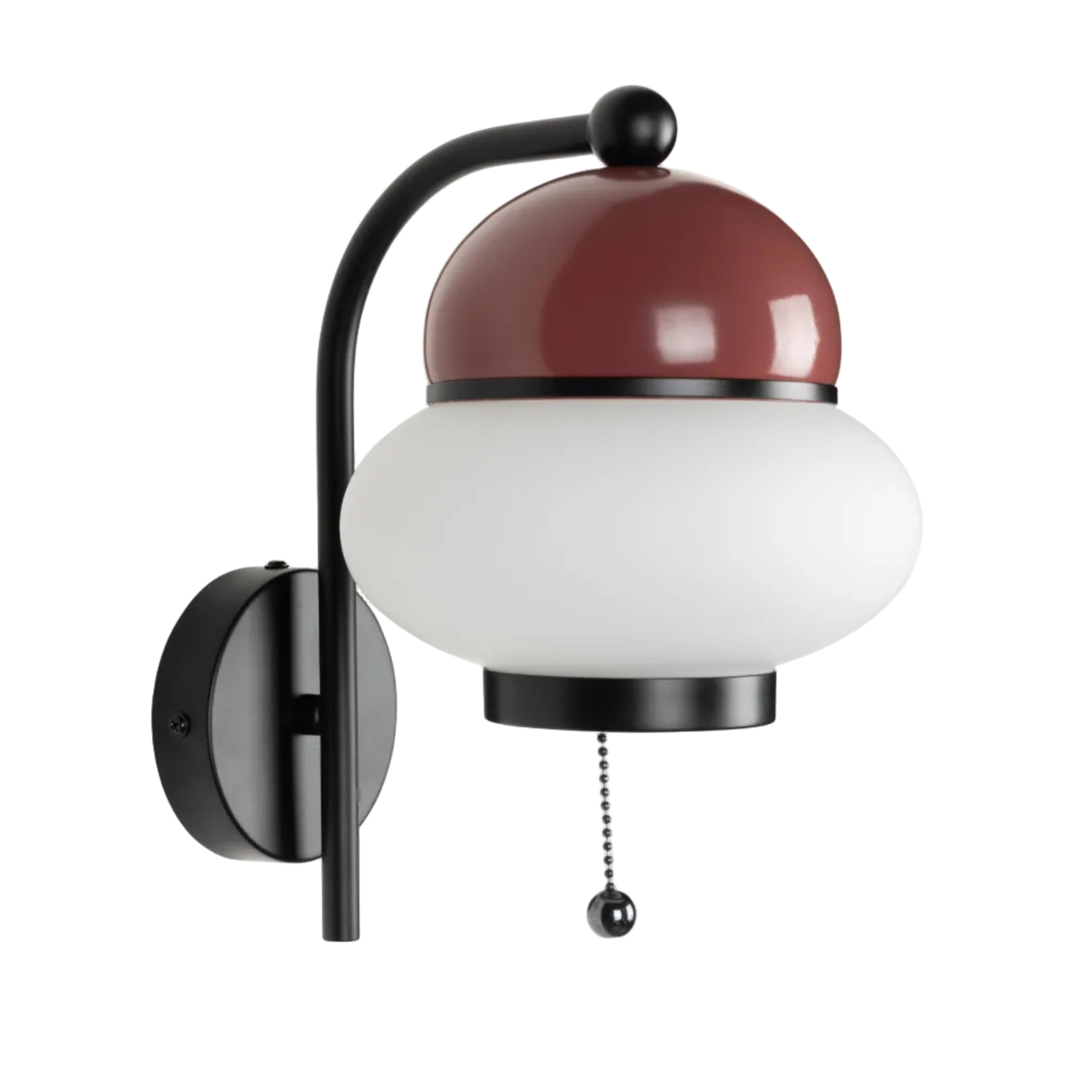Wandleuchte BUMBLE in Bordeaux mit schwarzem Finish