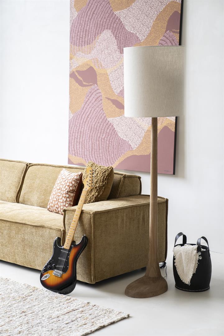 RINE mango wood floor lamp with cream shade