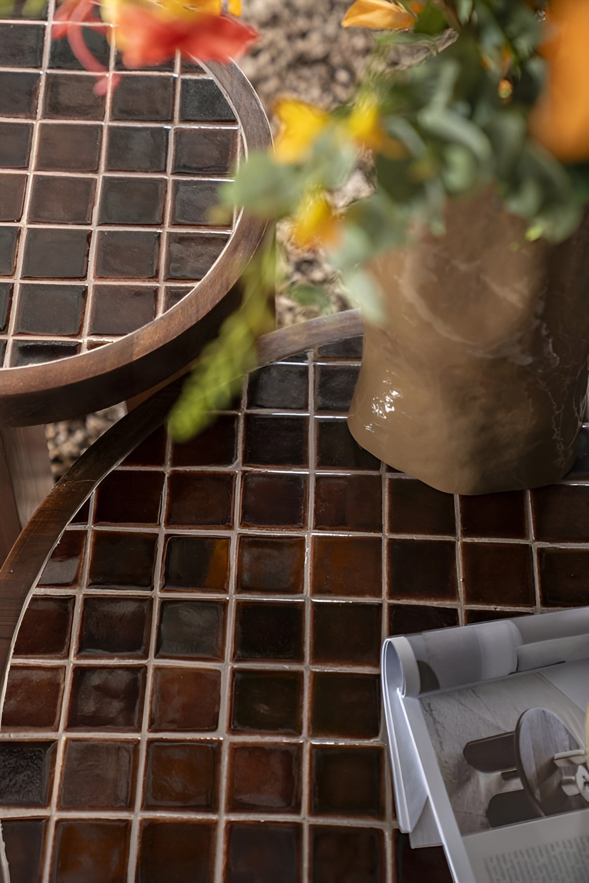 TILED UP Coffee Table Dark Brown Mango Wood