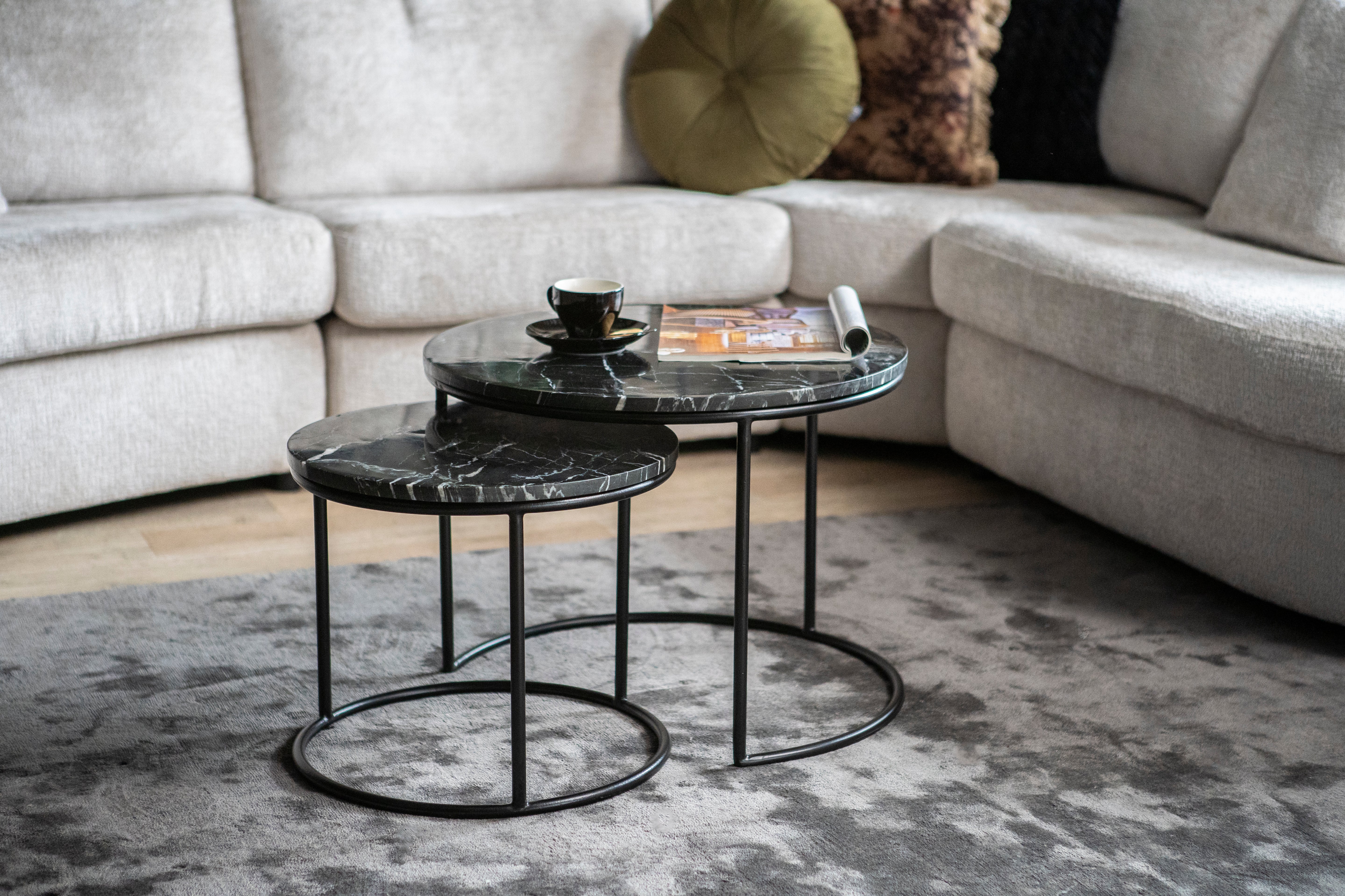 ROMEO black marble coffee table set