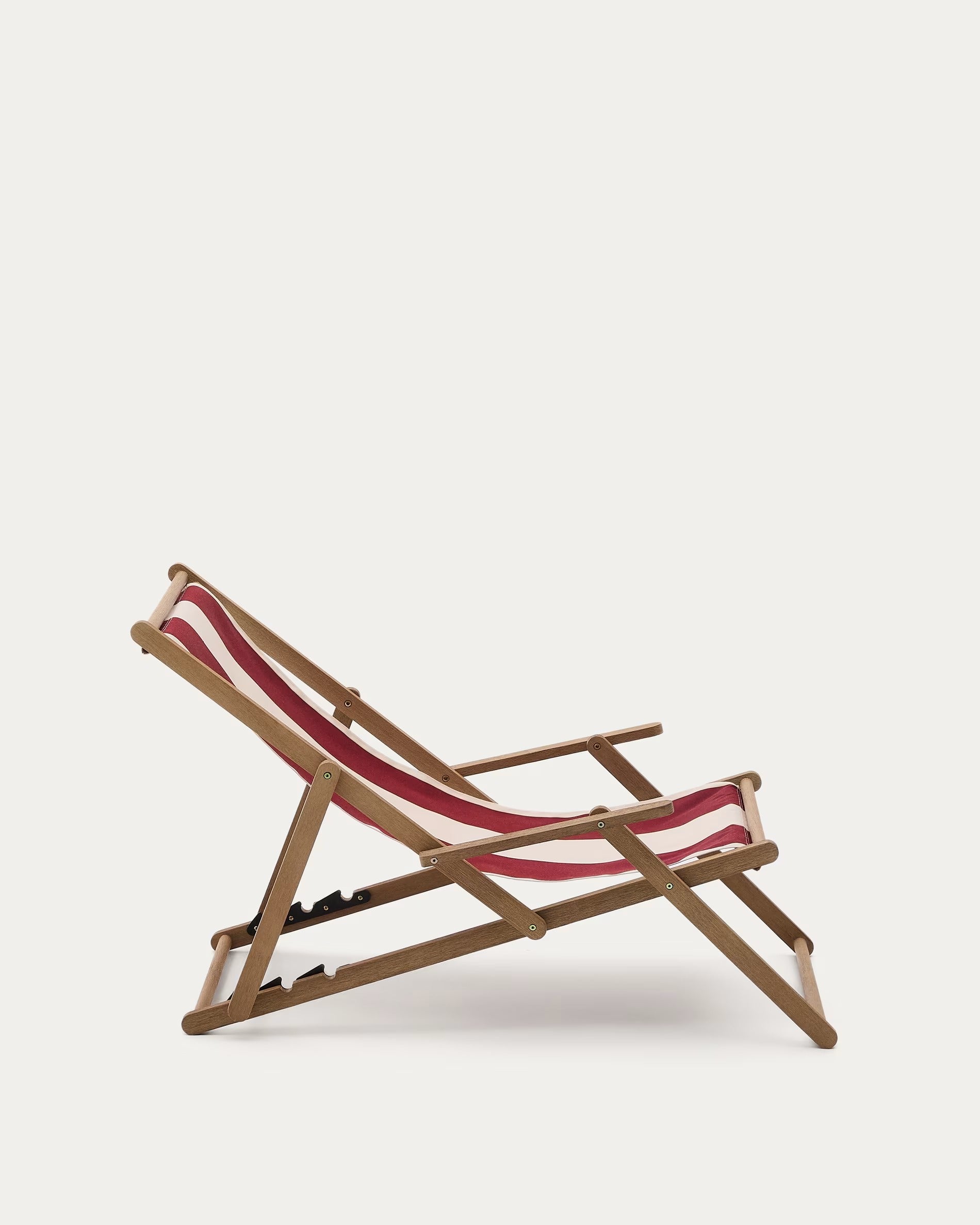 Vilara burgundy-beige deckchair with an acacia base