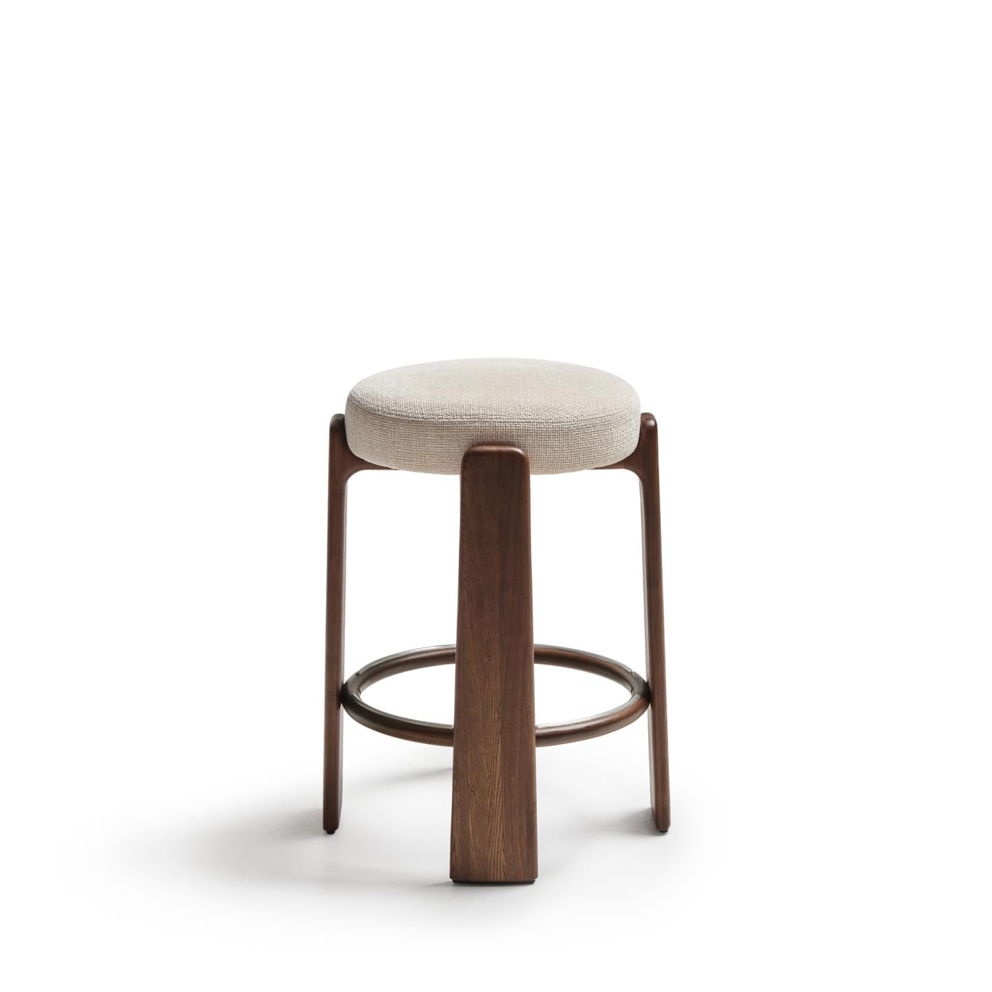 GRANITE beige chenille bar stool with a dark ash base