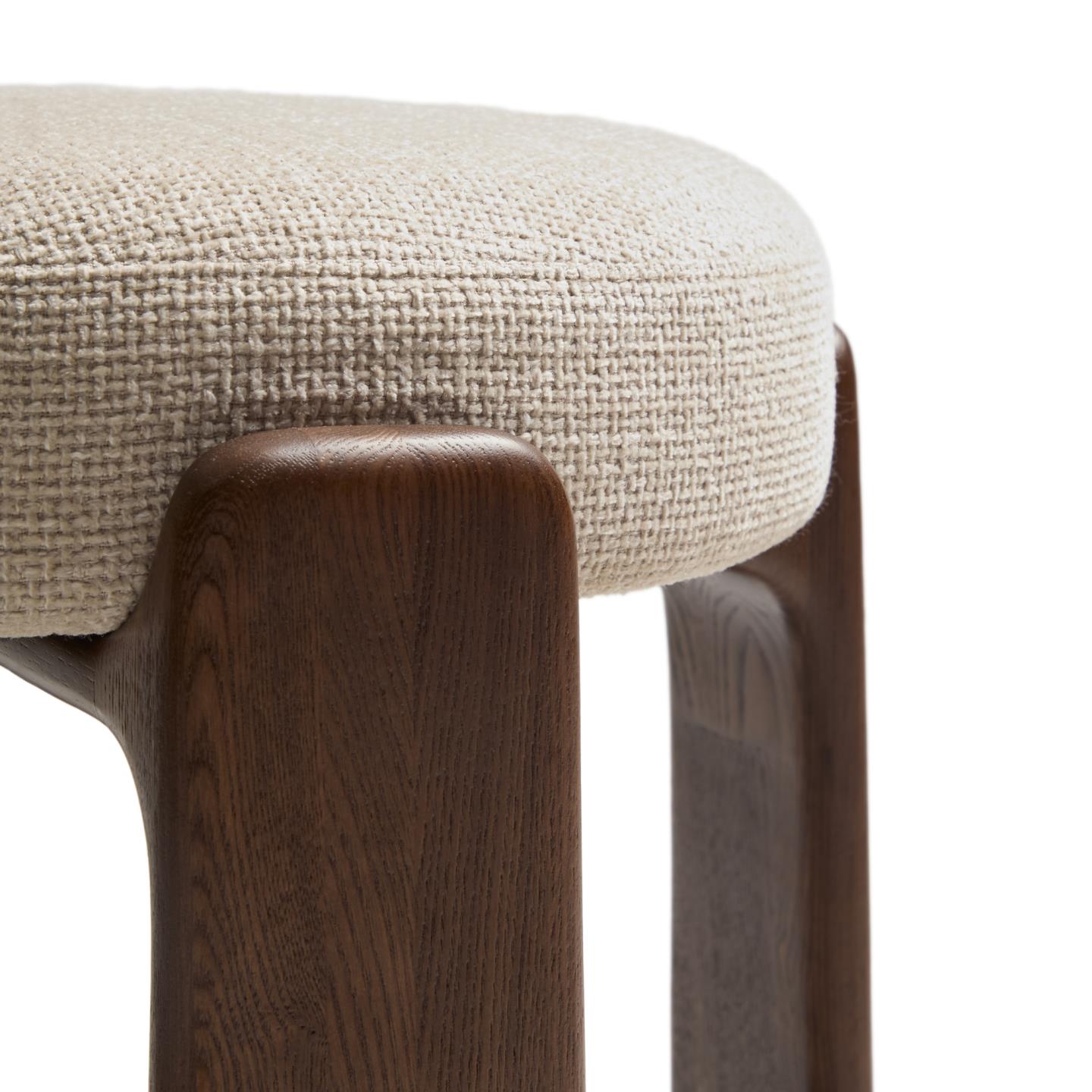GRANITE beige chenille bar stool with a dark ash base