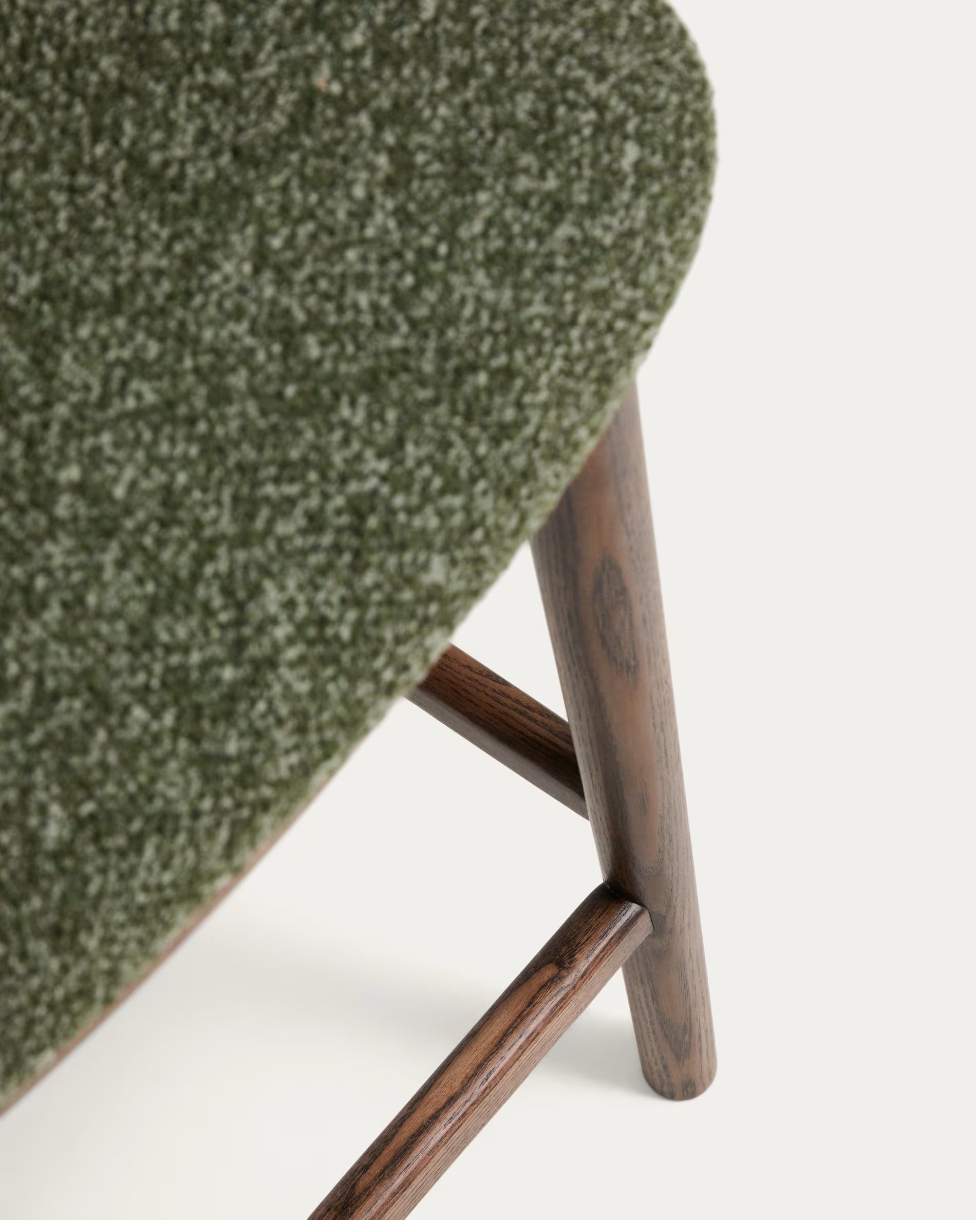 Bar stool CISELIA dark green chenille with dark ash base