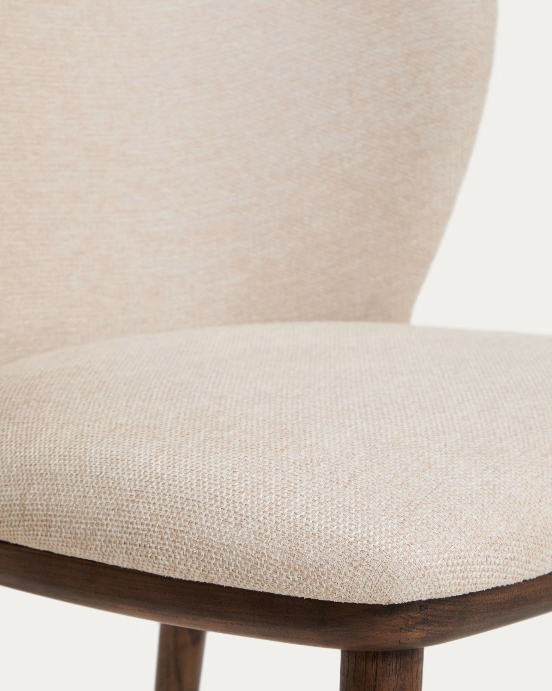Barhocker CISELIA beige Chenille mit dunklem Eschenfuß