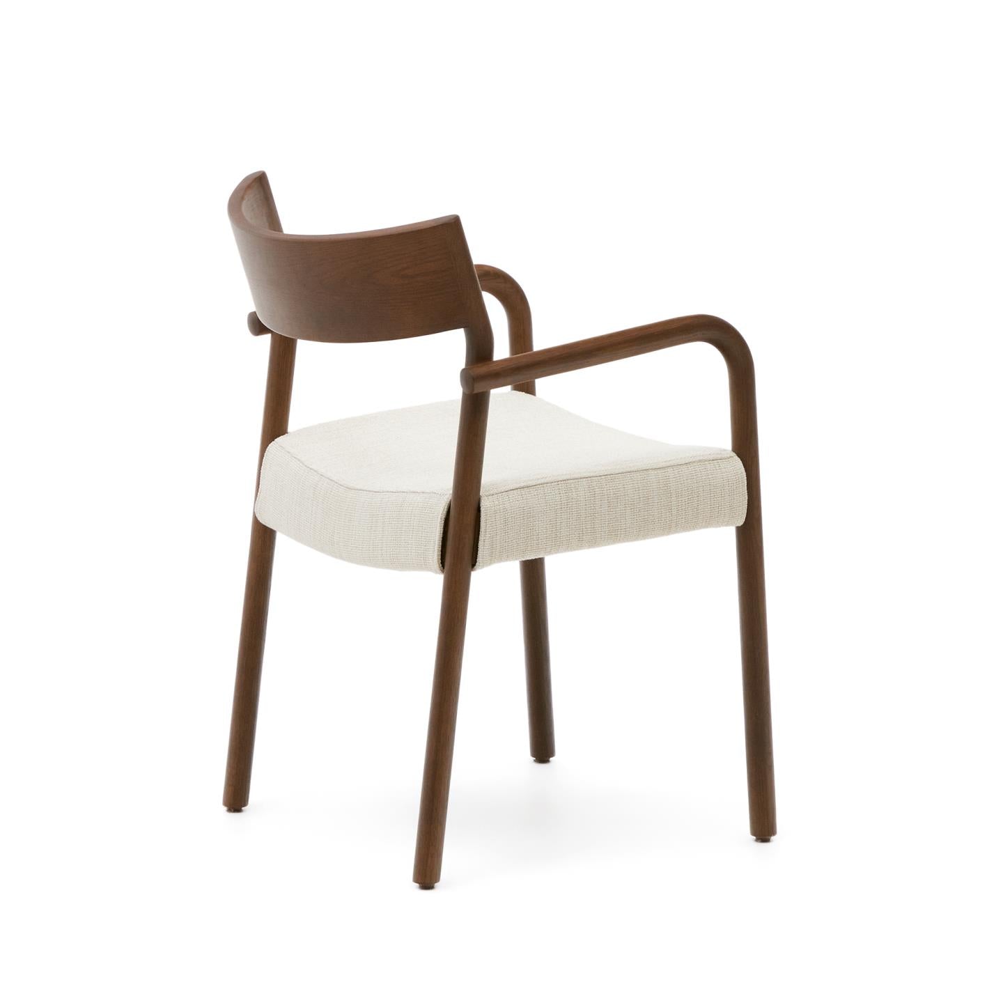 FALCONERA Stuhl beige Chenille mit dunklem Eichengestell