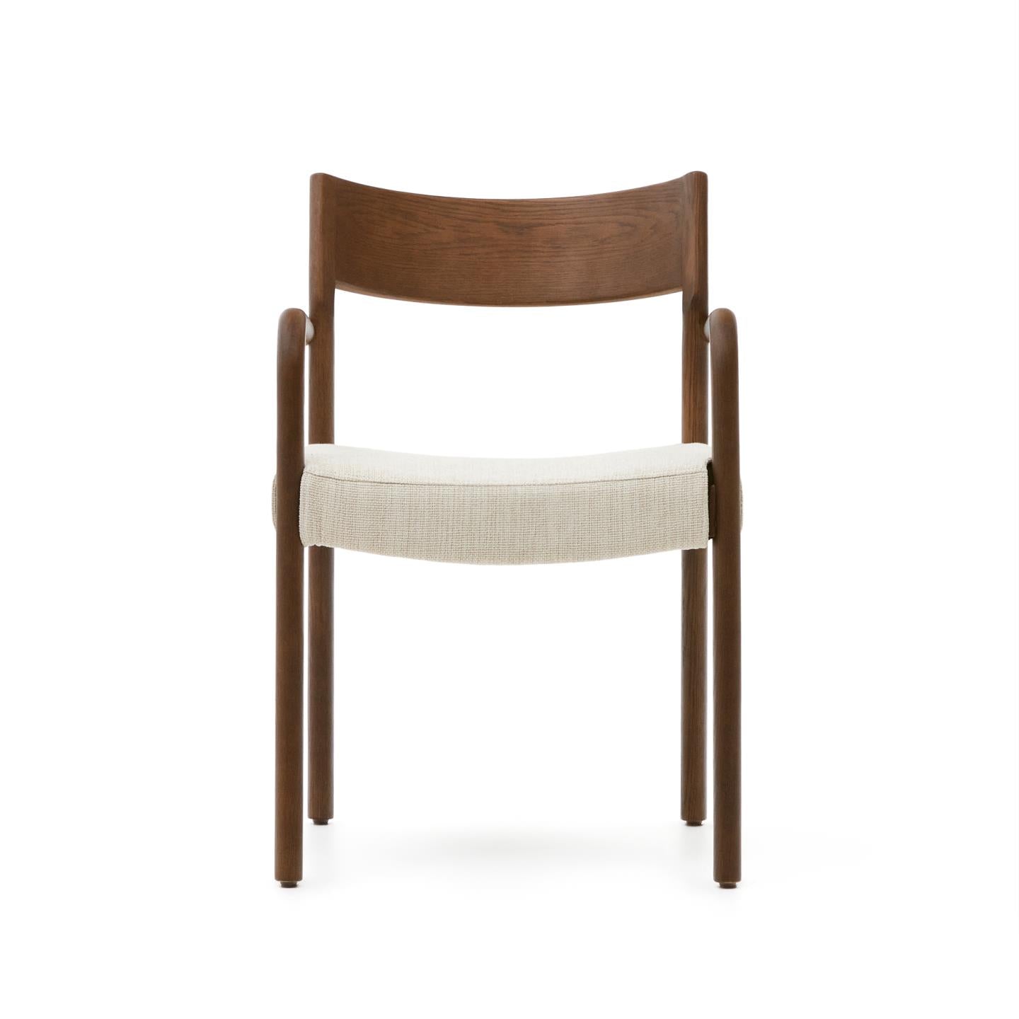 FALCONERA Stuhl beige Chenille mit dunklem Eichengestell
