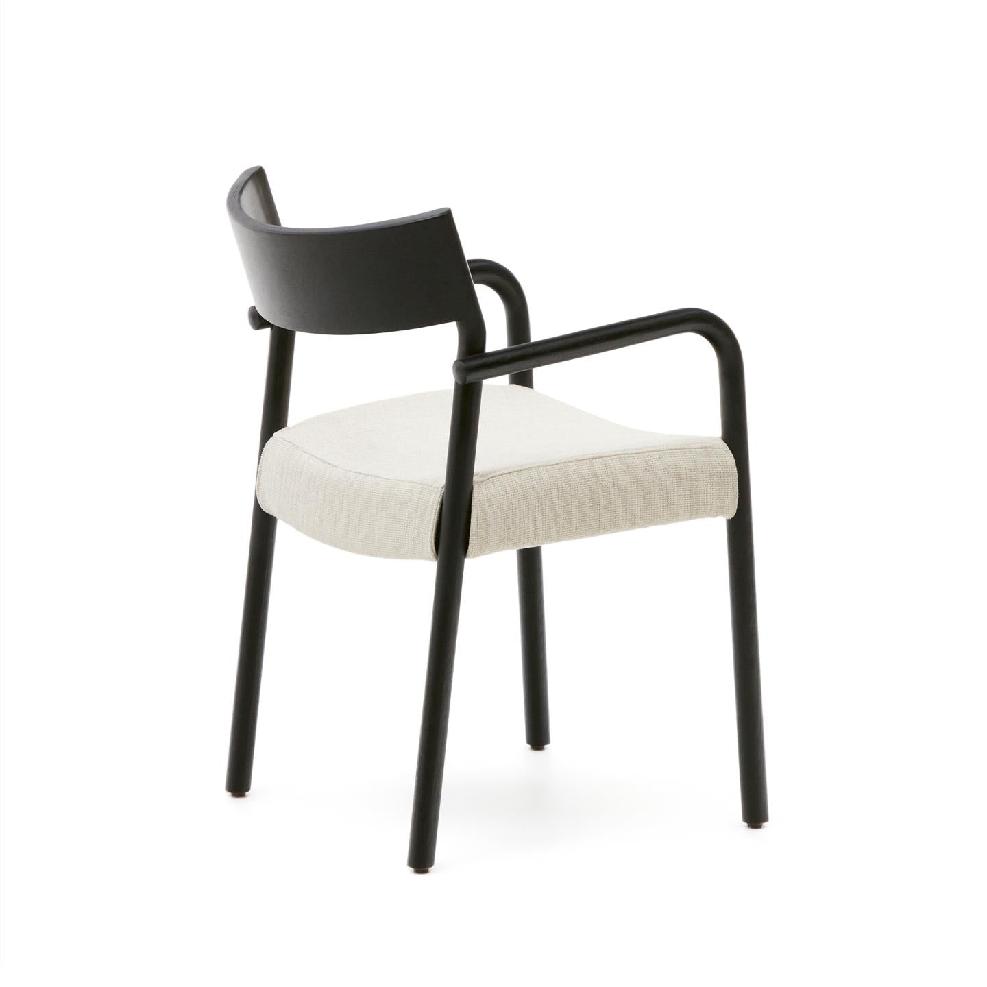 FALCONERA Stuhl beige Chenille mit schwarzer Eichenbasis