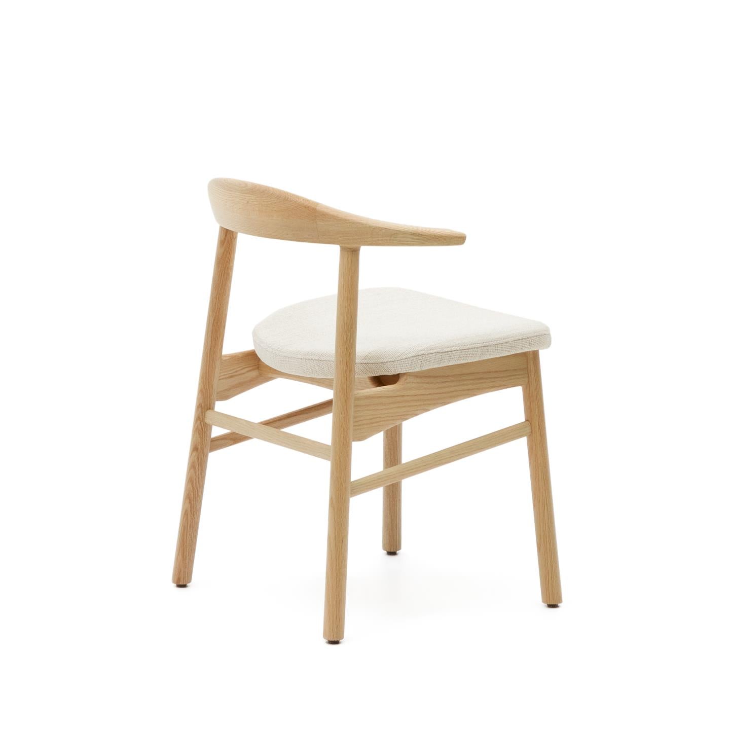 TIMONS Stuhl beige Chenille mit Eichengestell