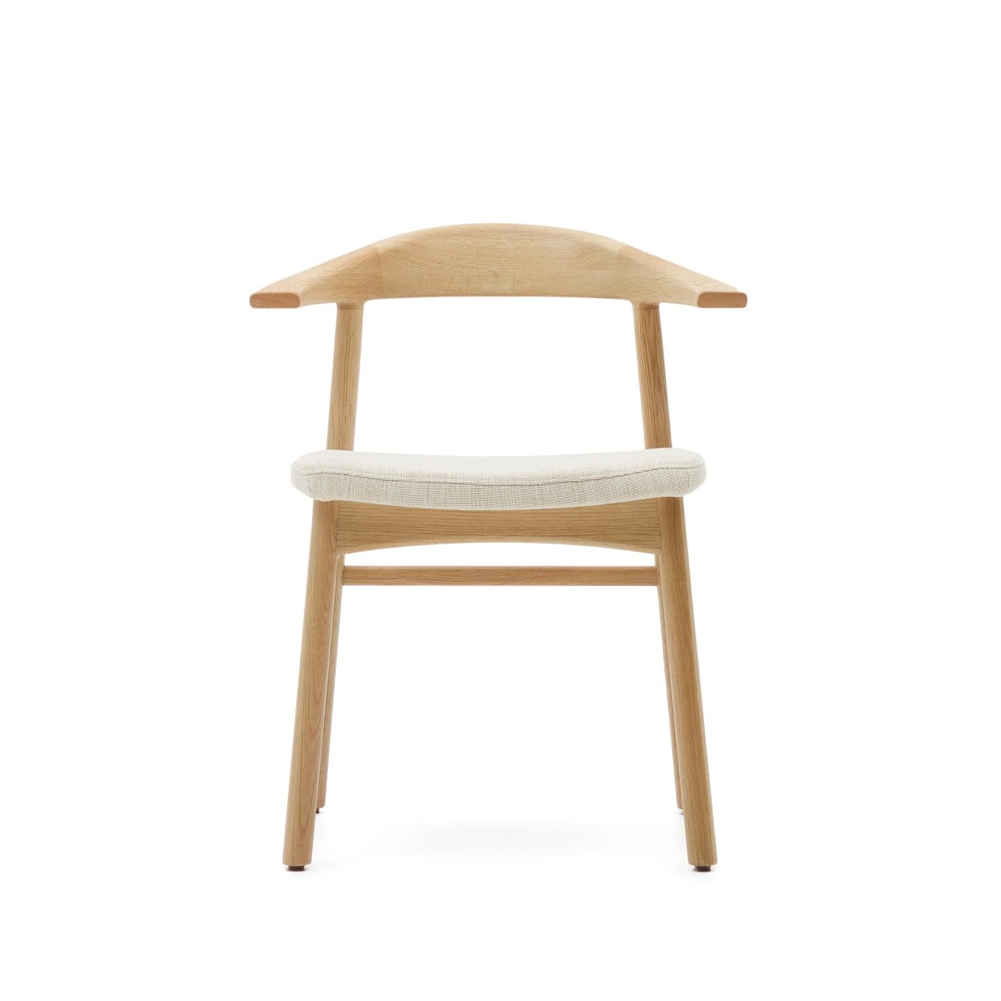 TIMONS Stuhl beige Chenille mit Eichengestell